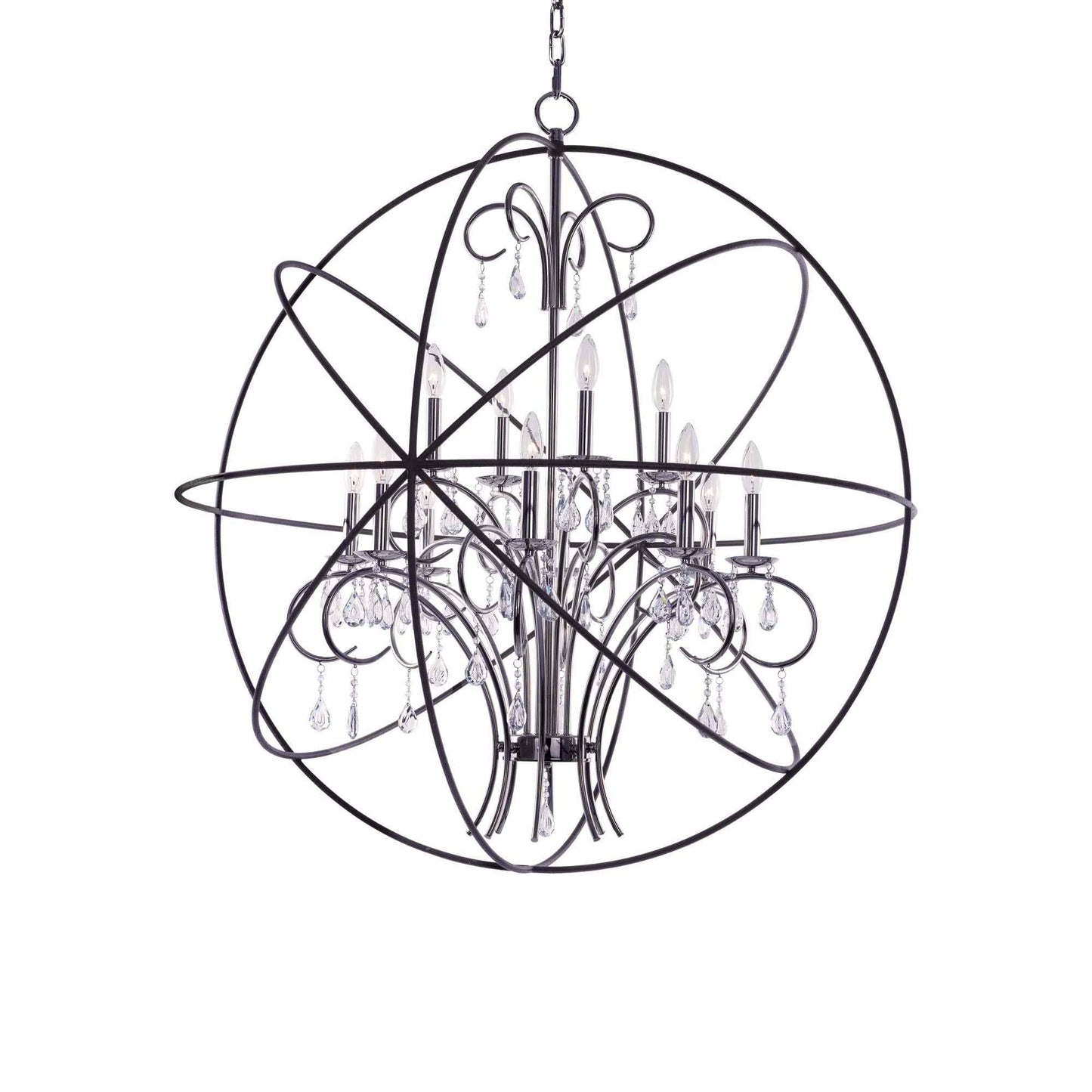 Orbit Pendant Light in Anthracite/Polished Nickel (12-Light).