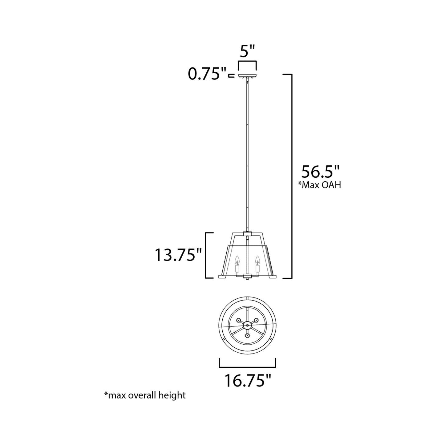 Orson Pendant Light - line drawing.