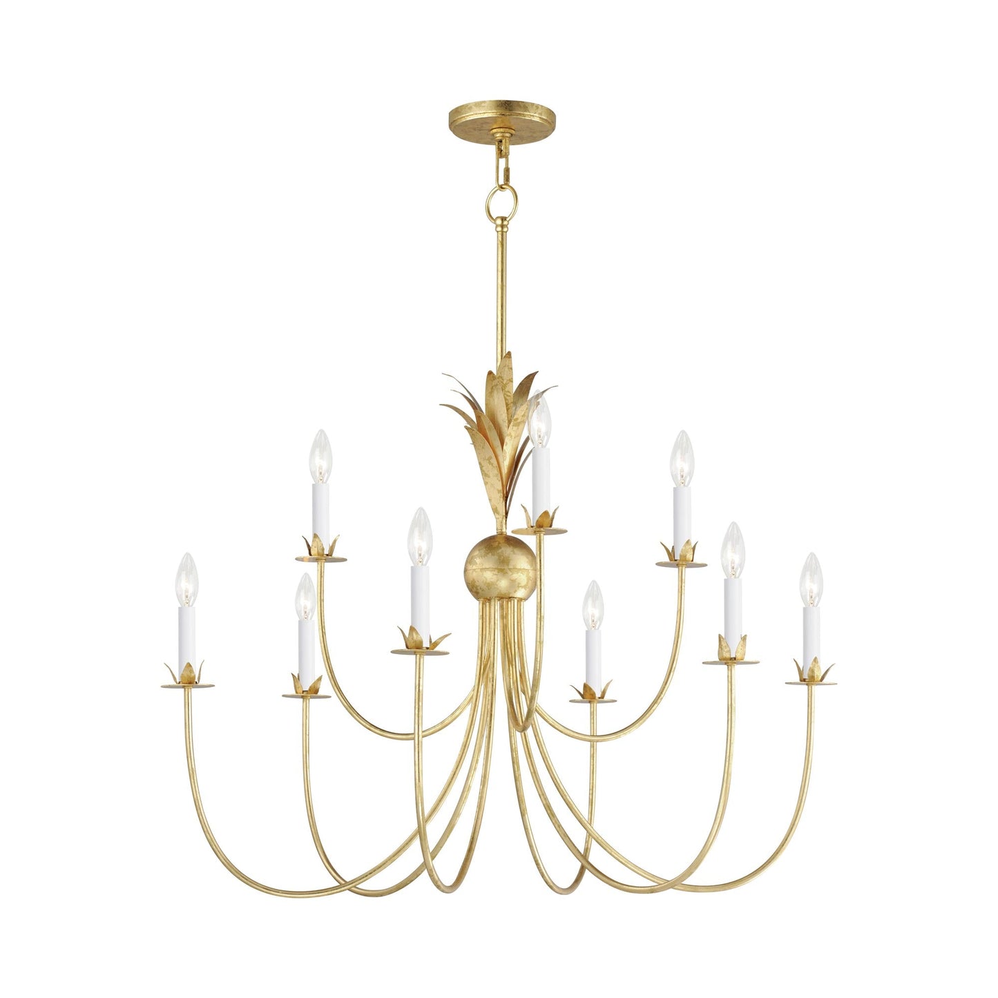 Paloma Chandelier Light in Gold Leaf (9-Light).