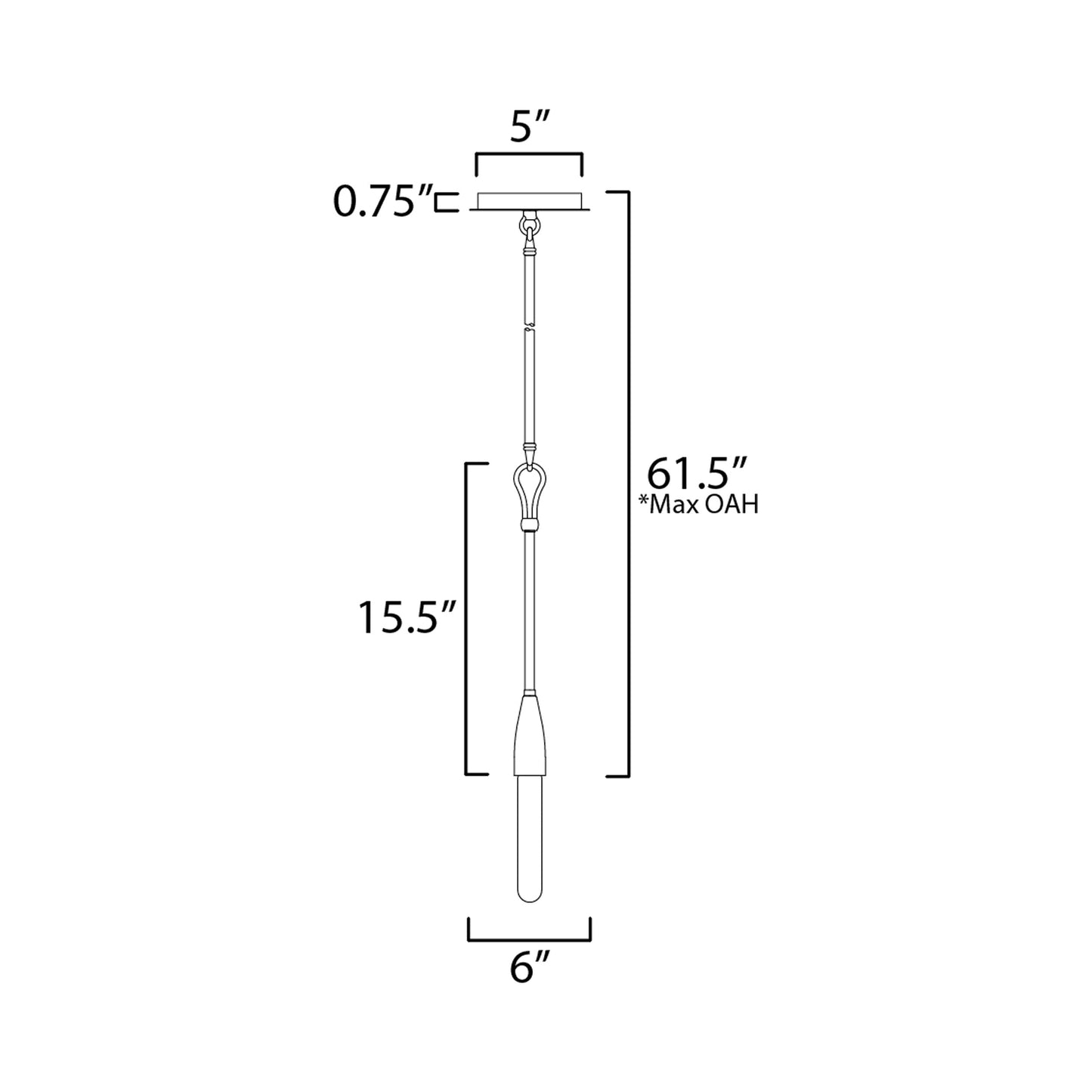 Pioneer Mini Pendant Light - line drawing.