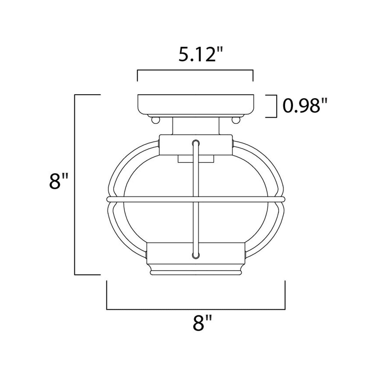 Portsmouth Outdoor Flush Mount Ceiling Light - line drawing.