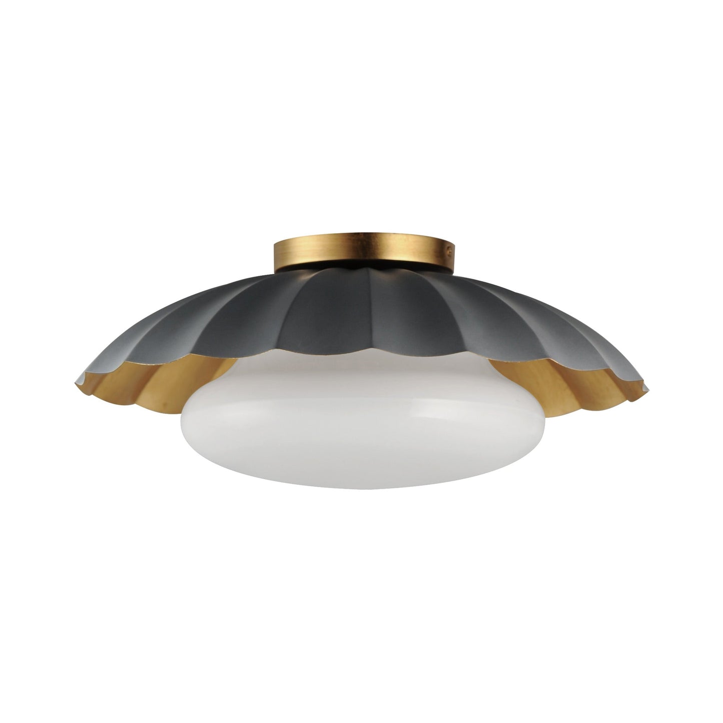 Primrose Flush Mount Ceiling Light in Dark Grey/Gold Leaf.