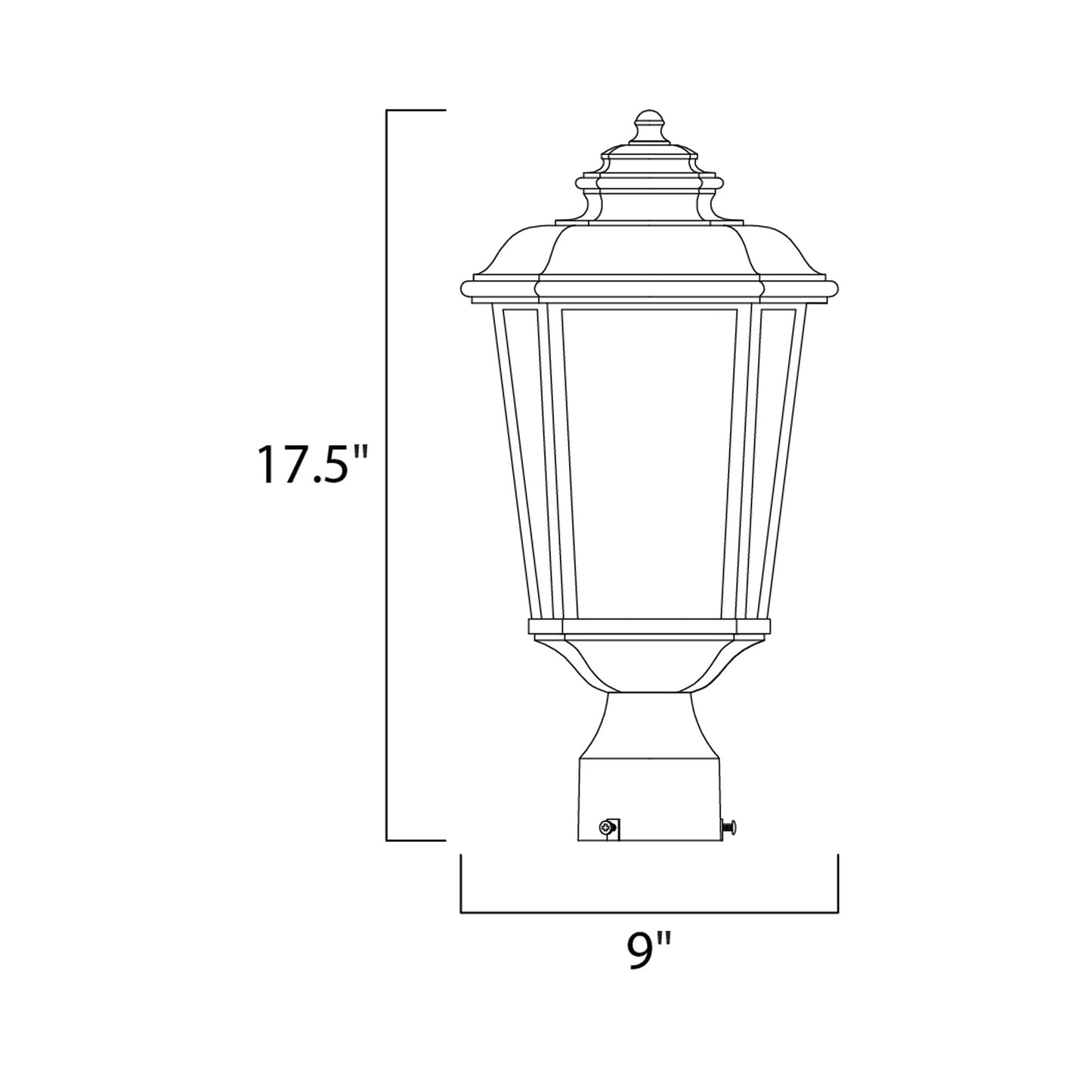 Radcliffe Outdoor Post Light - line drawing.