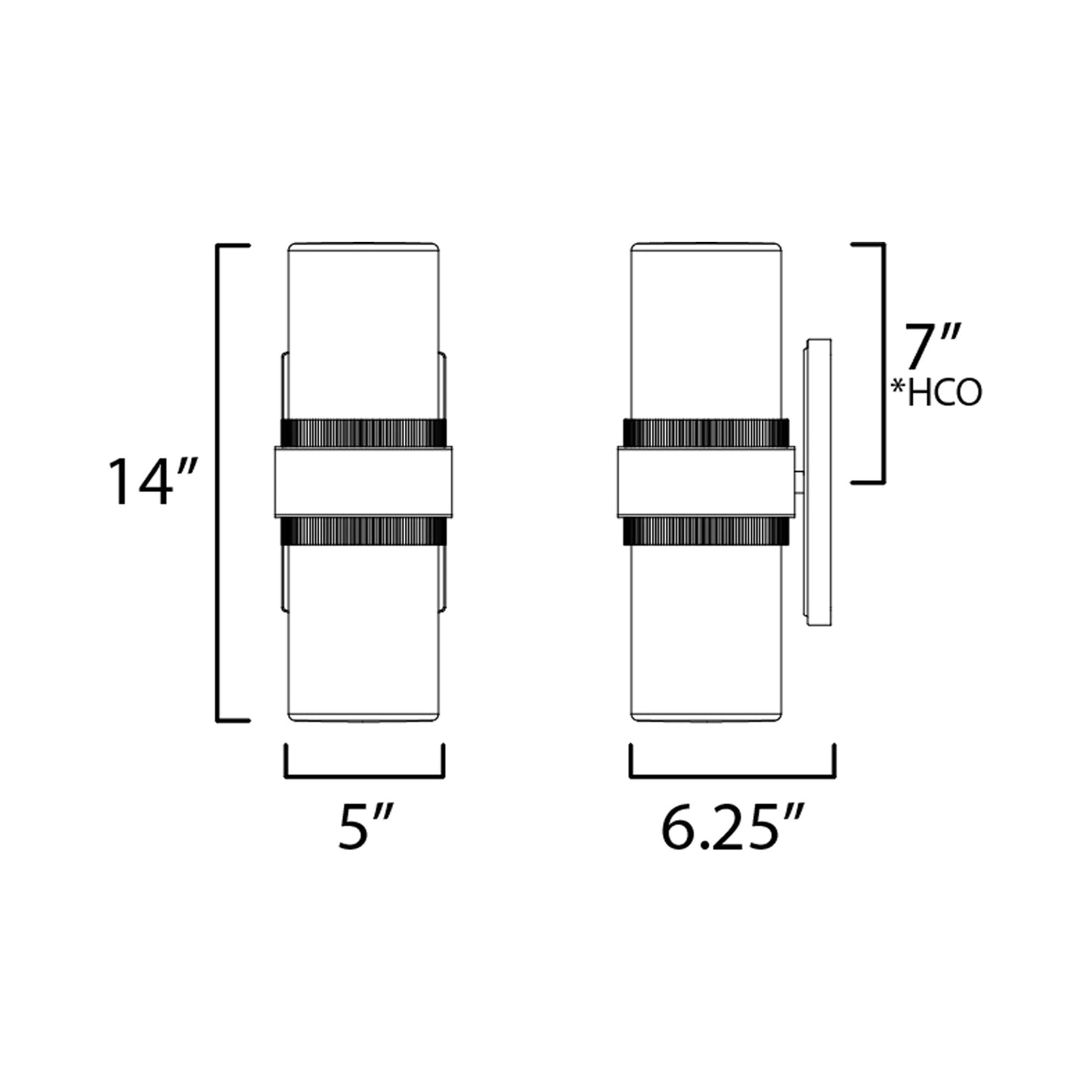 Ruffles Bath Wall Light - line drawing.