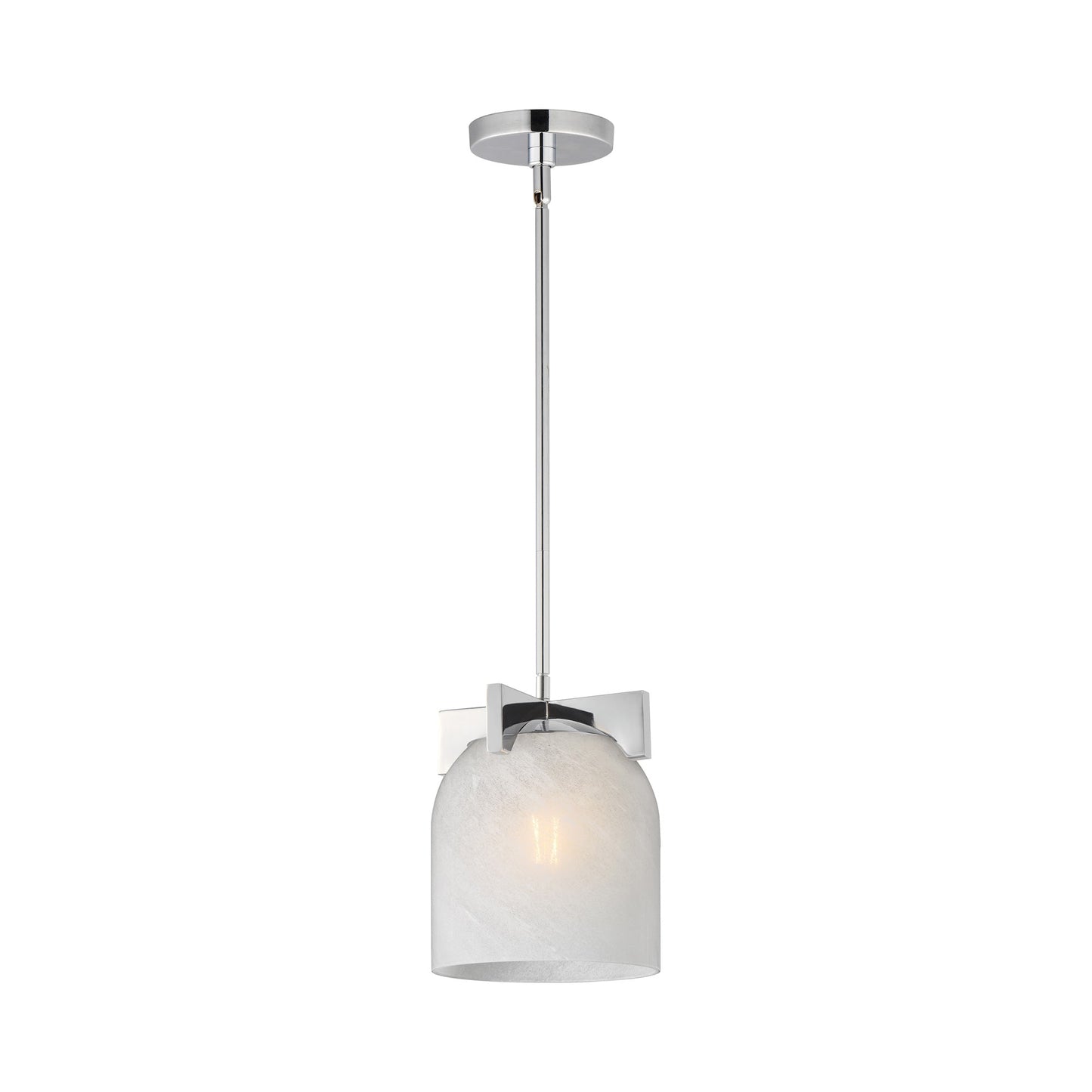 Scoop Semi-Flush Convertible Pendant Light in Polished Chrome (Marble Glass).