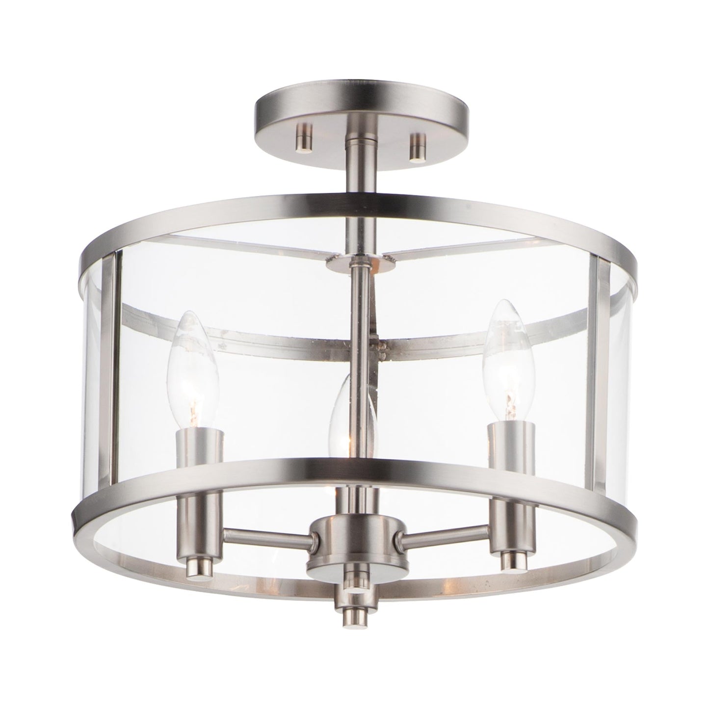 Sentinel Semi Flush Mount Ceiling Light in Satin Nickel.
