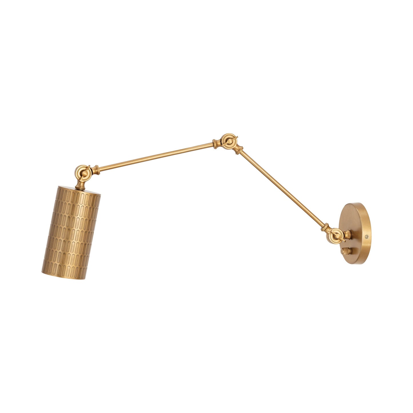 Shaka Swing Arm Wall Light in Weathered Brass.