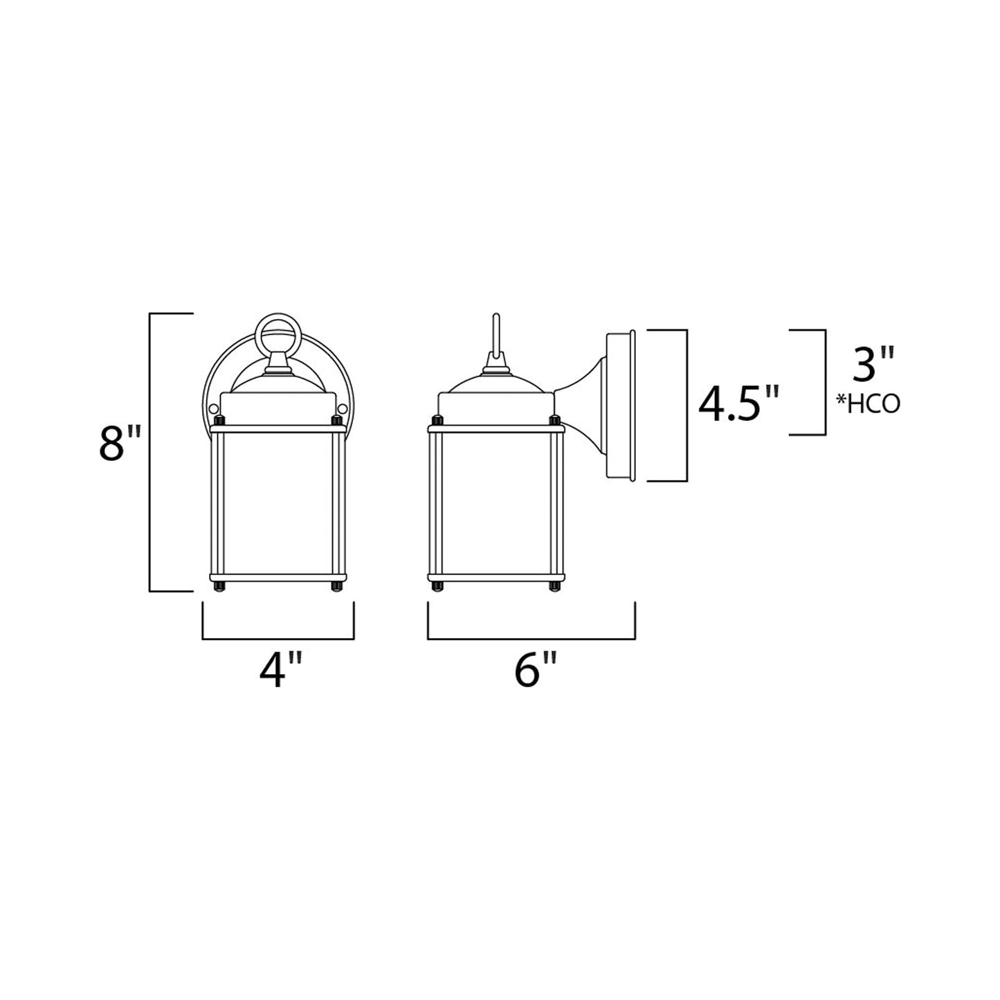 Side Door Outdoor Wall Light - line drawing.