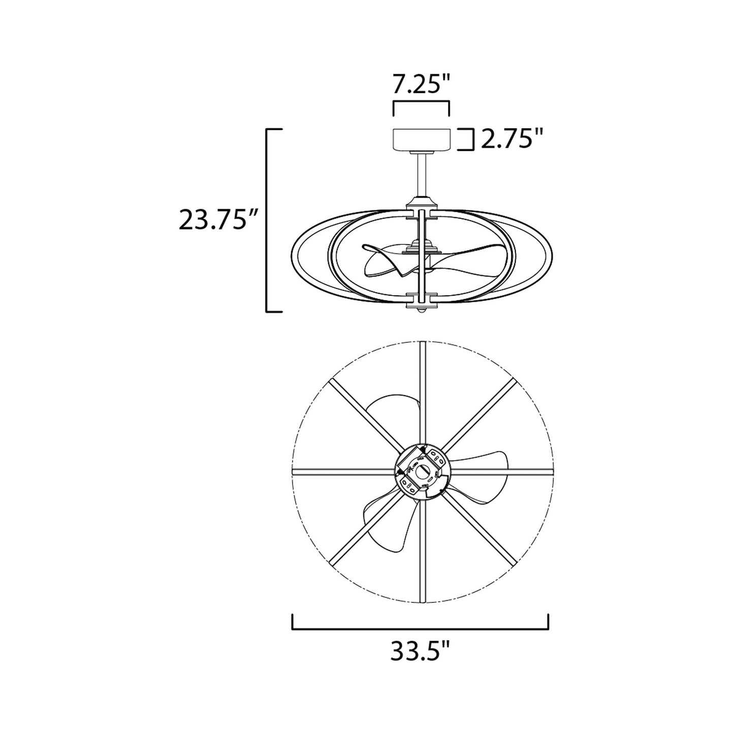 Solstice LED Ceiling Fan - line drawing.