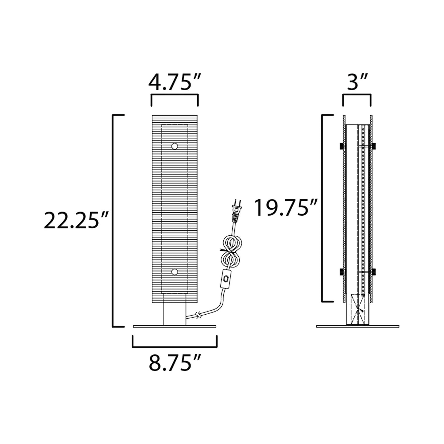 Spectre LED Table Lamp - line drawing.