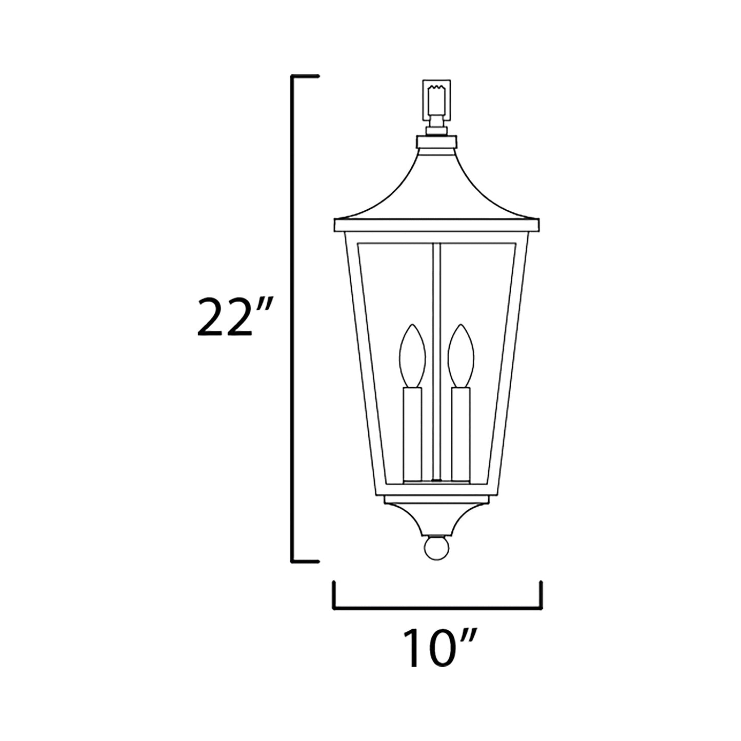 Sutton Place Outdoor Pendant Light - line drawing.