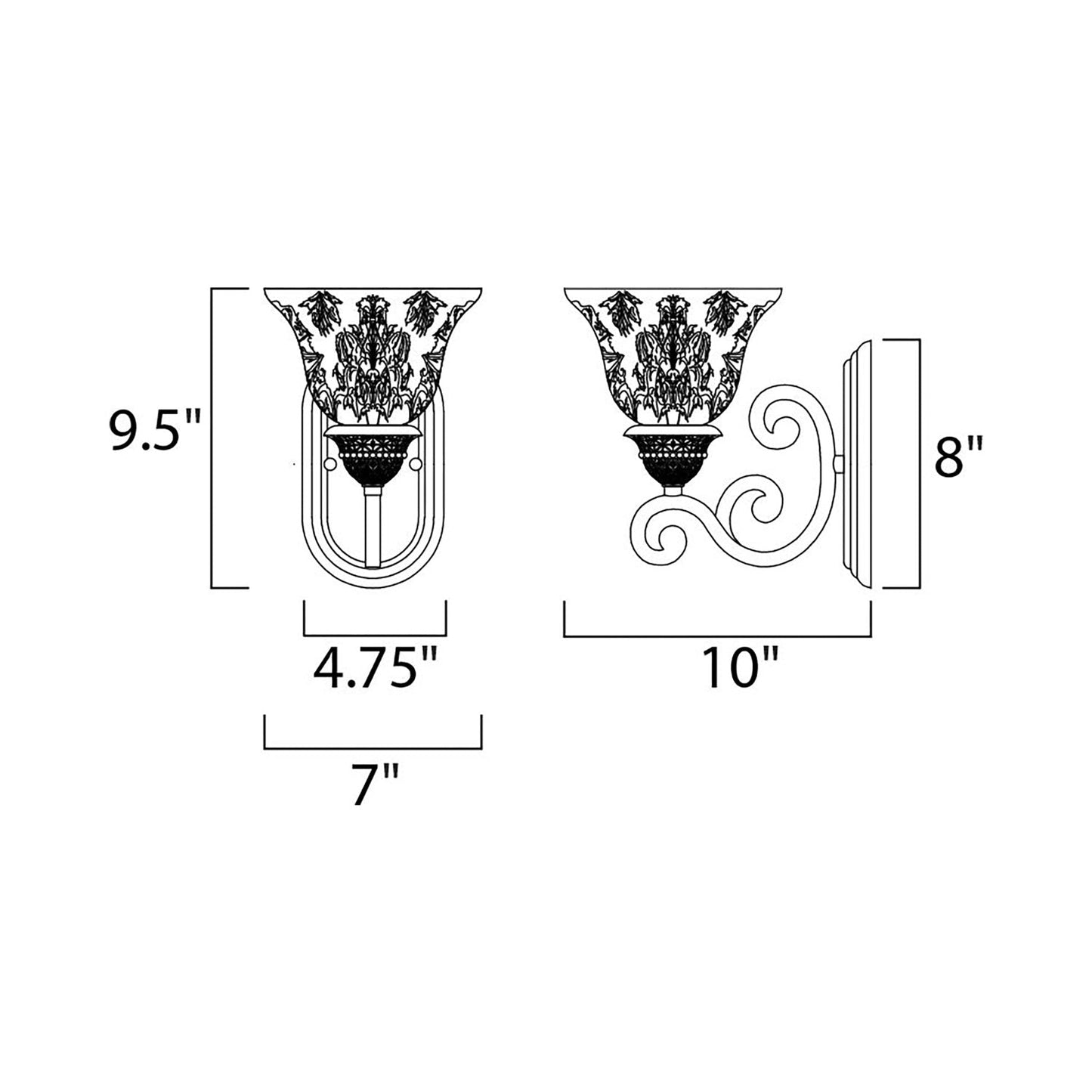 Symphony Bath Wall Light - line drawing.