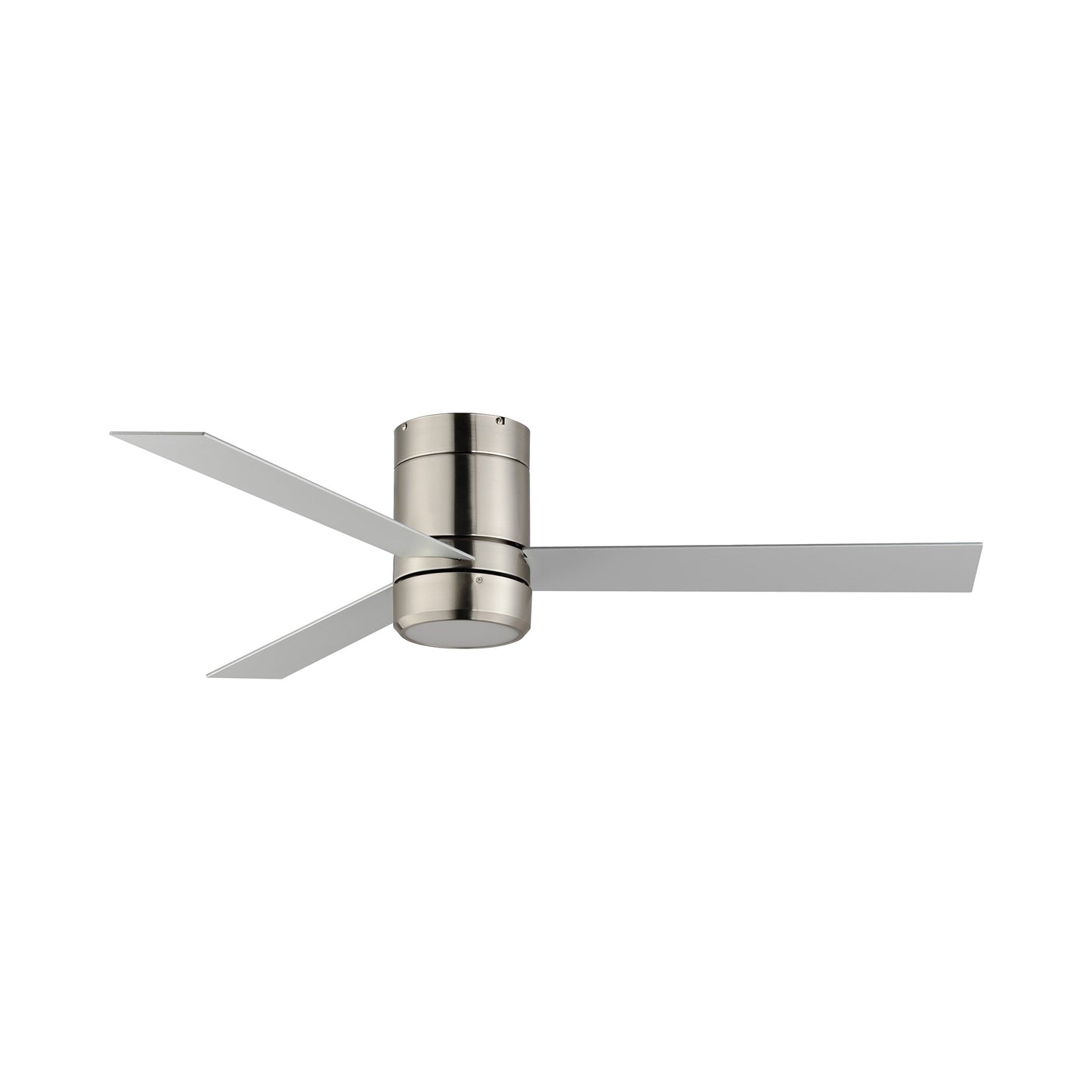 Tanker LED Hugger Ceiling Fan in Satin Nickel.
