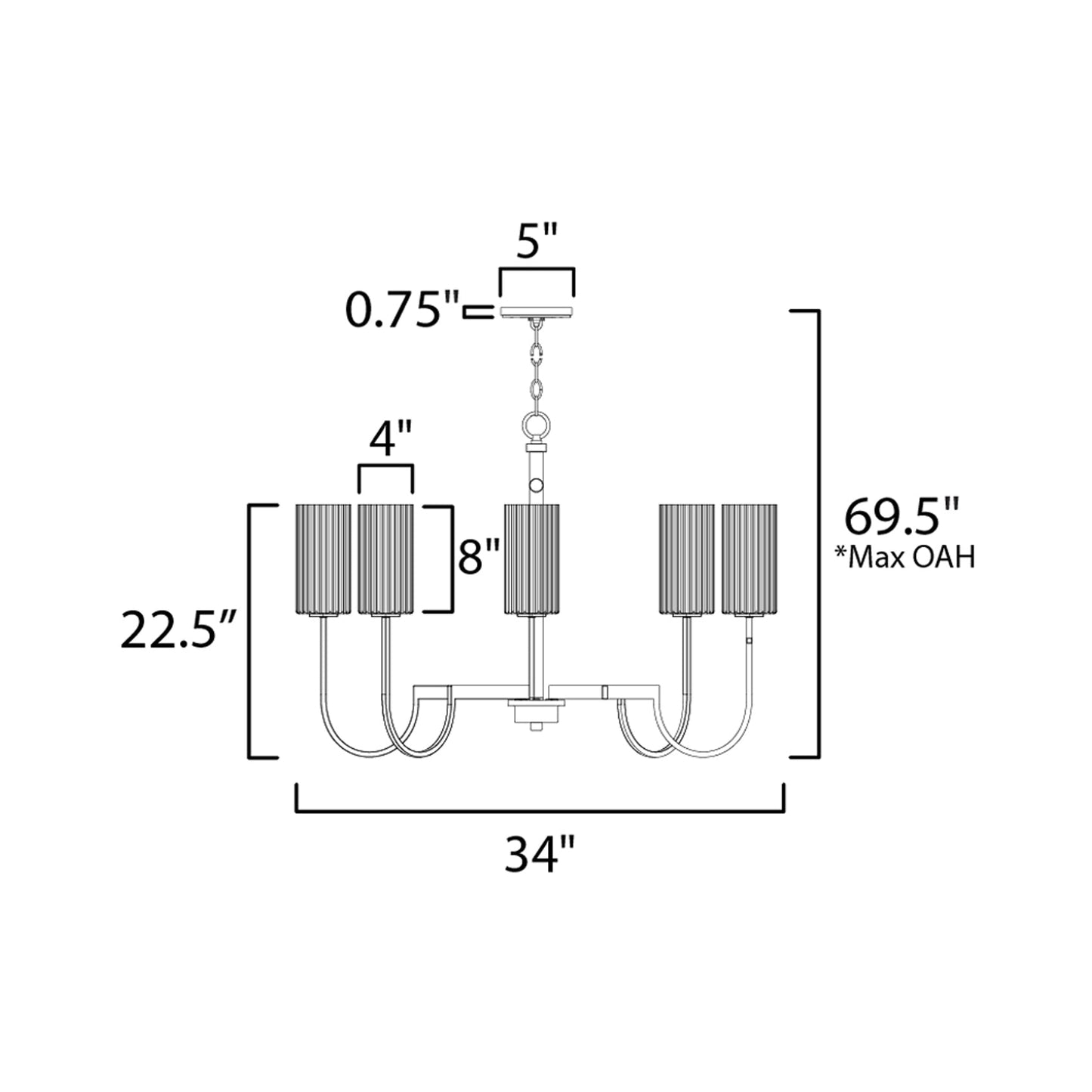 Town And Country Chandelier - line drawing.