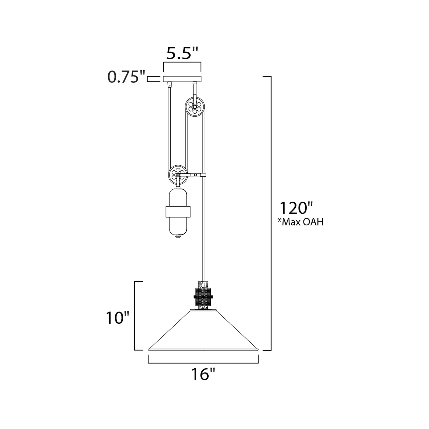Tucson Pendant Light - line drawing.