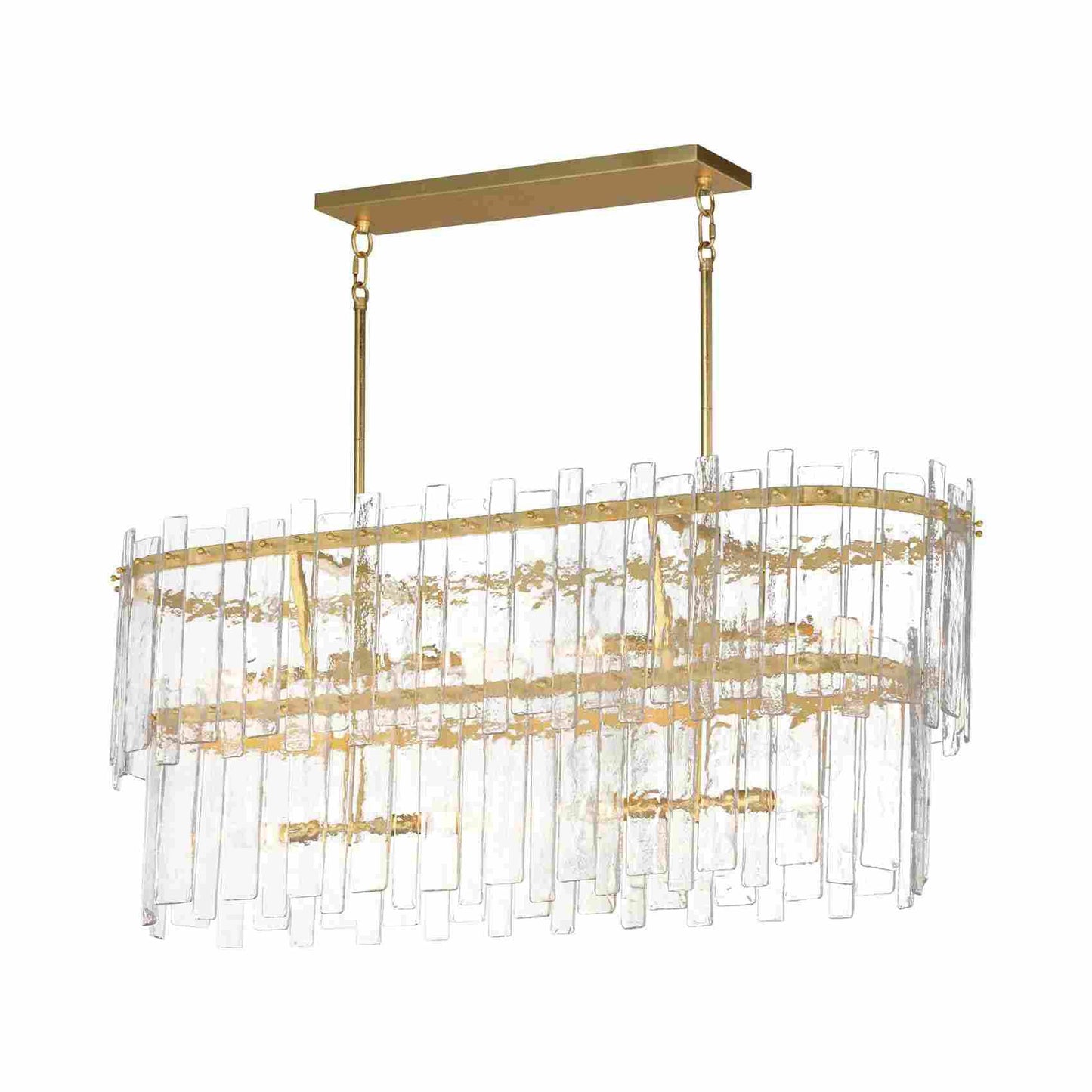 Warren Linear Pendant Light in Gold Leaf.