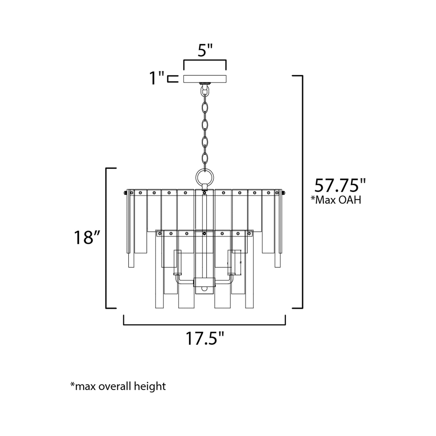 Warren Semi-Flush Convertible Pendant Light - line drawing.