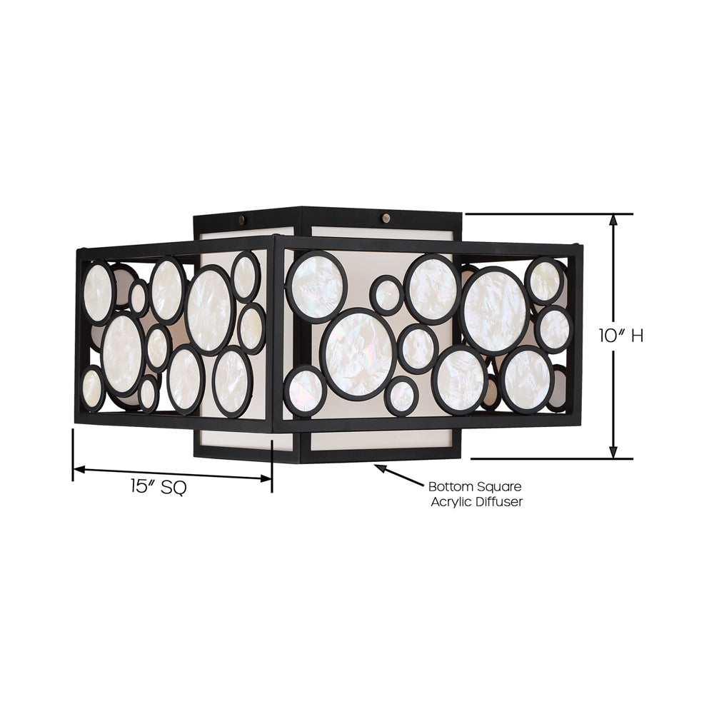 Mosaic Flush Mount Ceiling Light - line drawing.