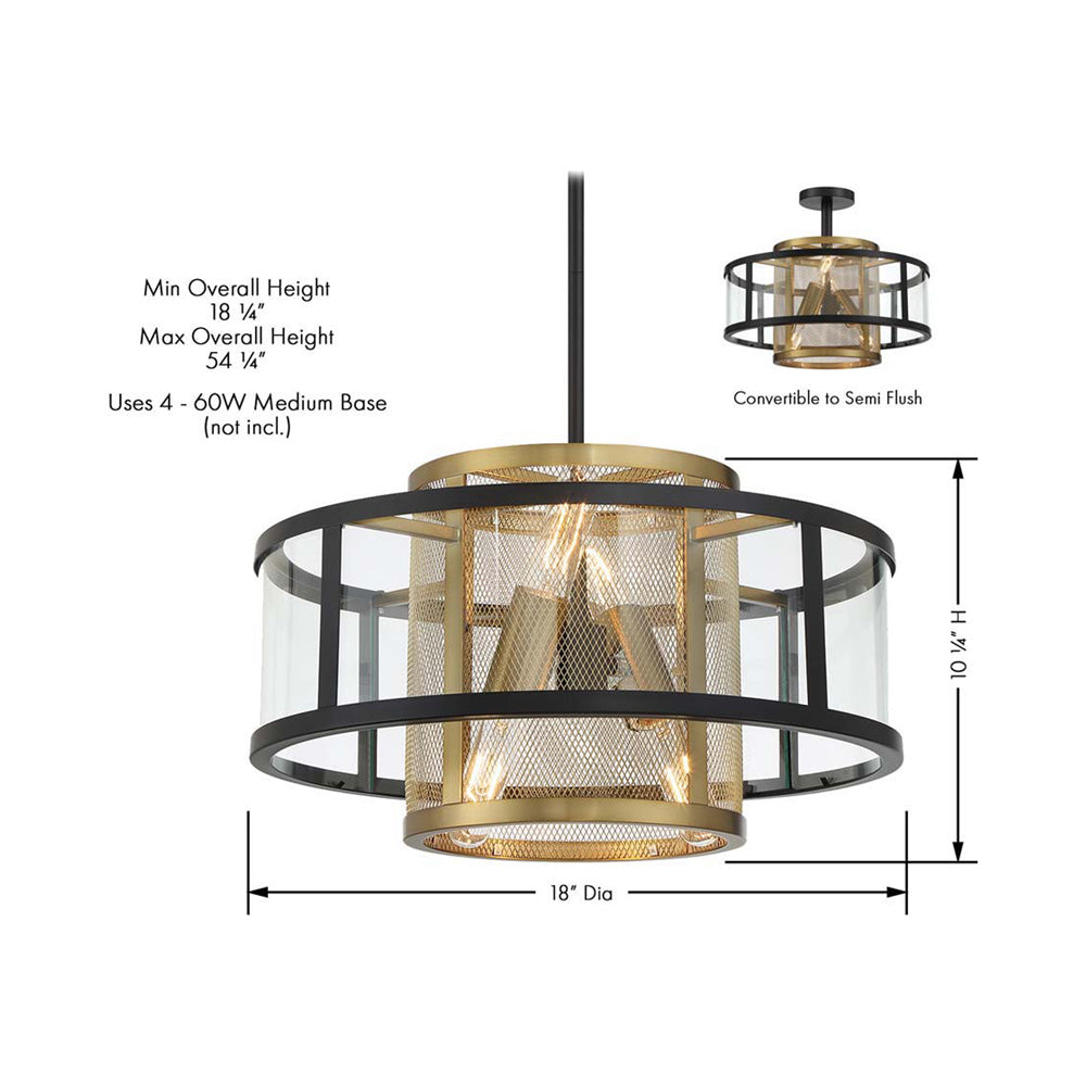 Soho Semi Flush Mount Ceiling Light -line draiwng.