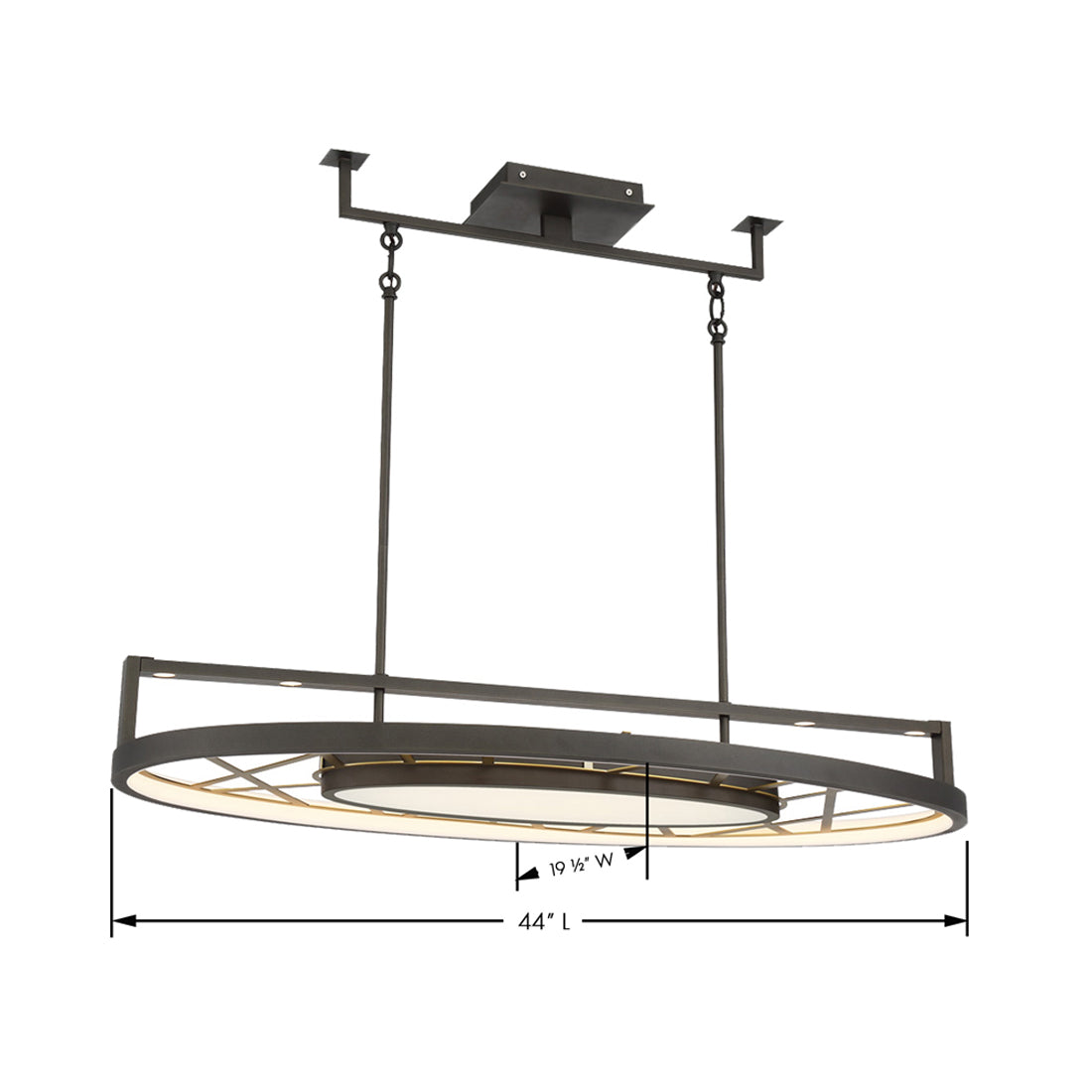 Tribeca LED Island Light - line drawing.
