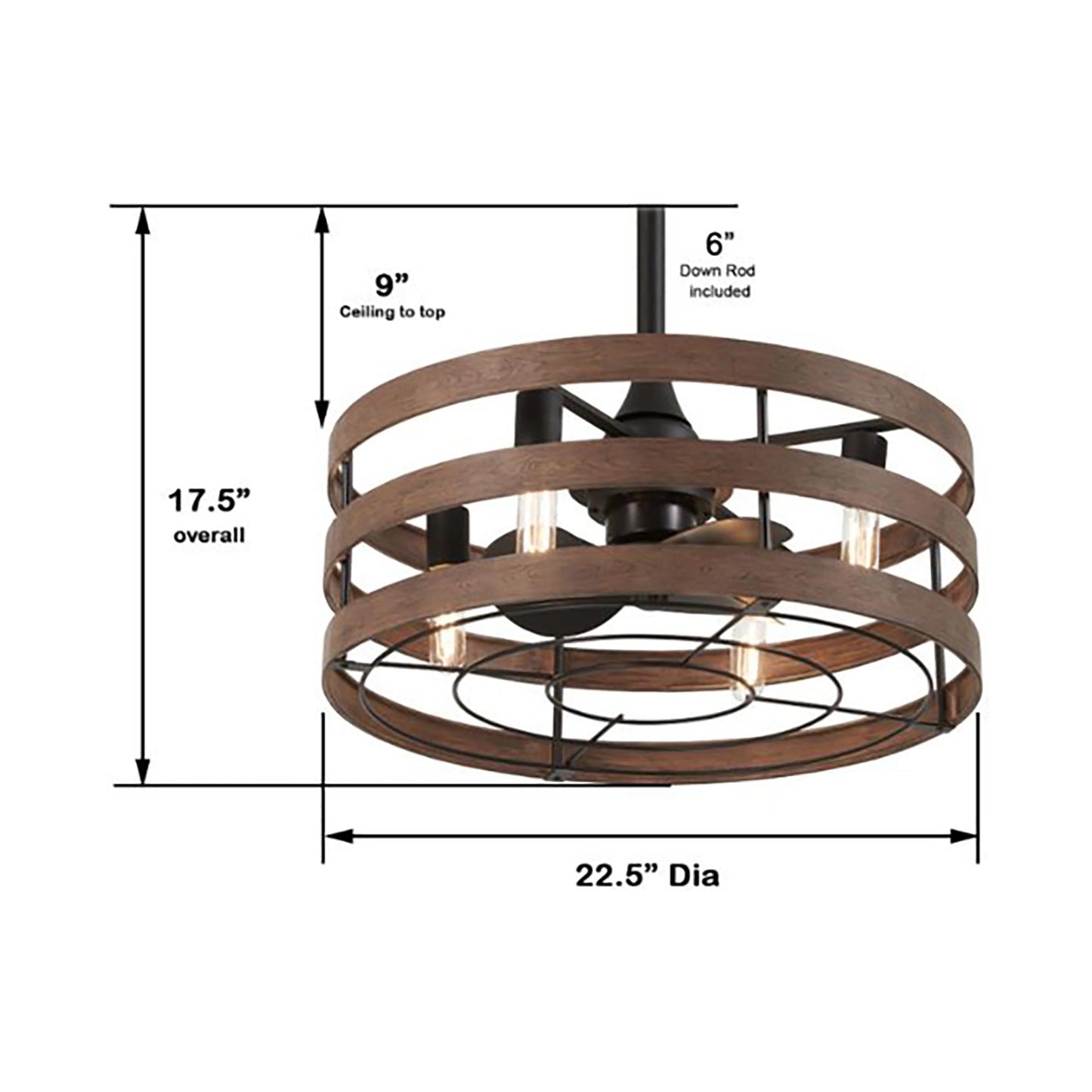 Audrey LED Ceiling Fan - line drawing.