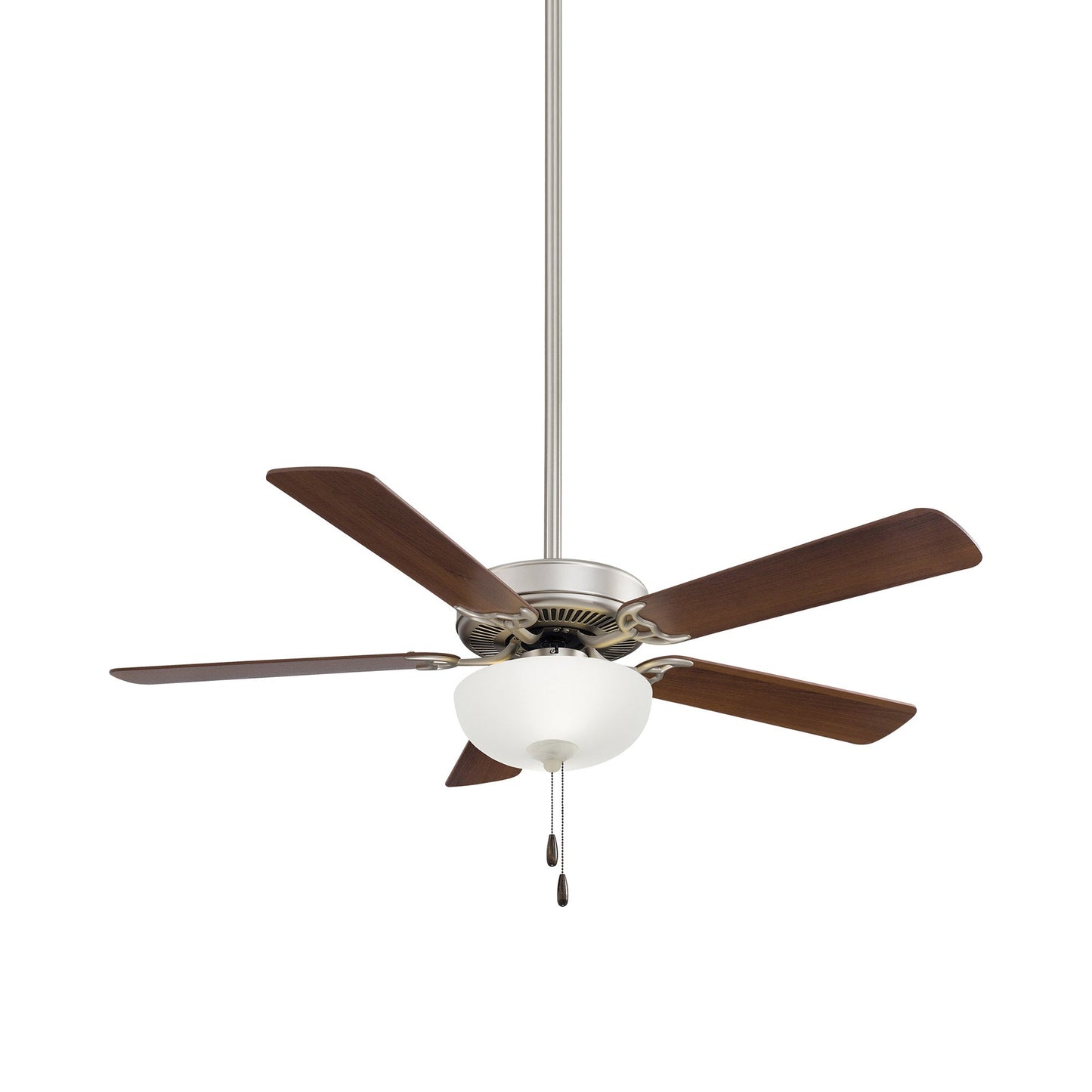 Contractor Uni-Pack LED Ceiling Fan in Brushed Steel/ Dark Walnut.