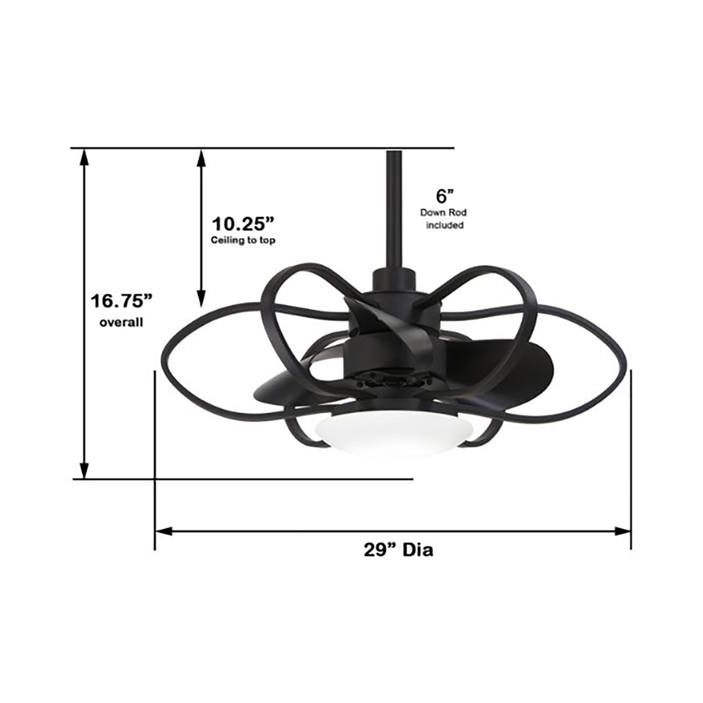 Gordon LED Ceiling Fan - line drawing.