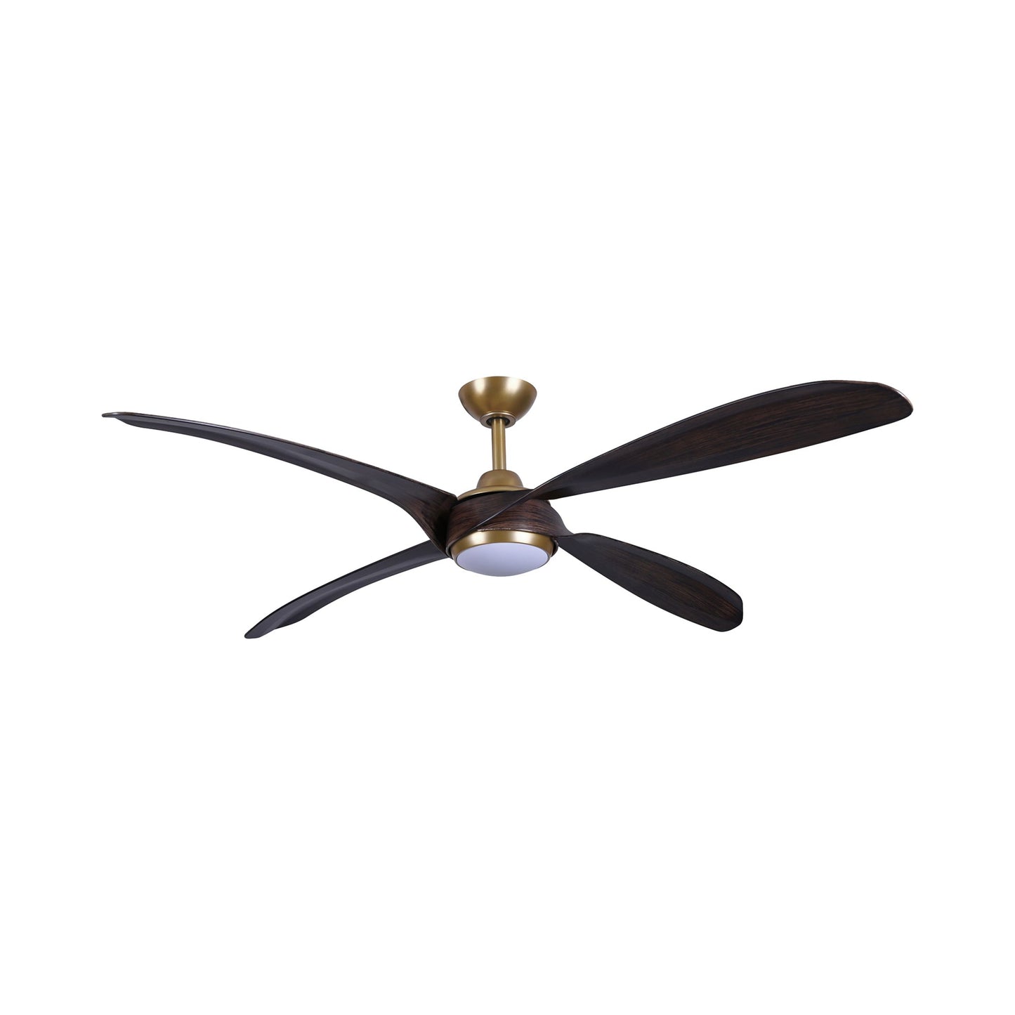 Mortyn Outdoor LED Ceiling Fan in Legacy Brass.