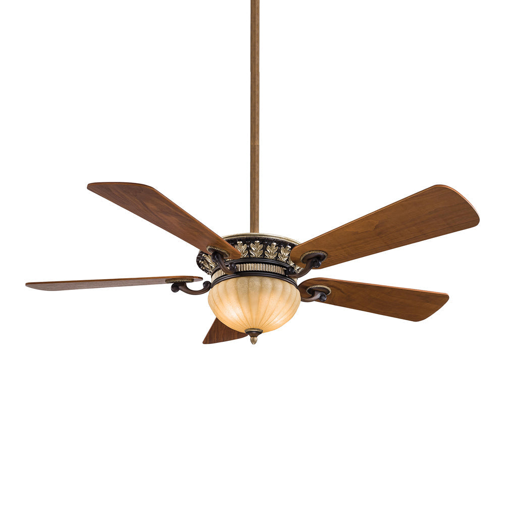 Volterra LED Ceiling Fan in Belcaro Walnut.