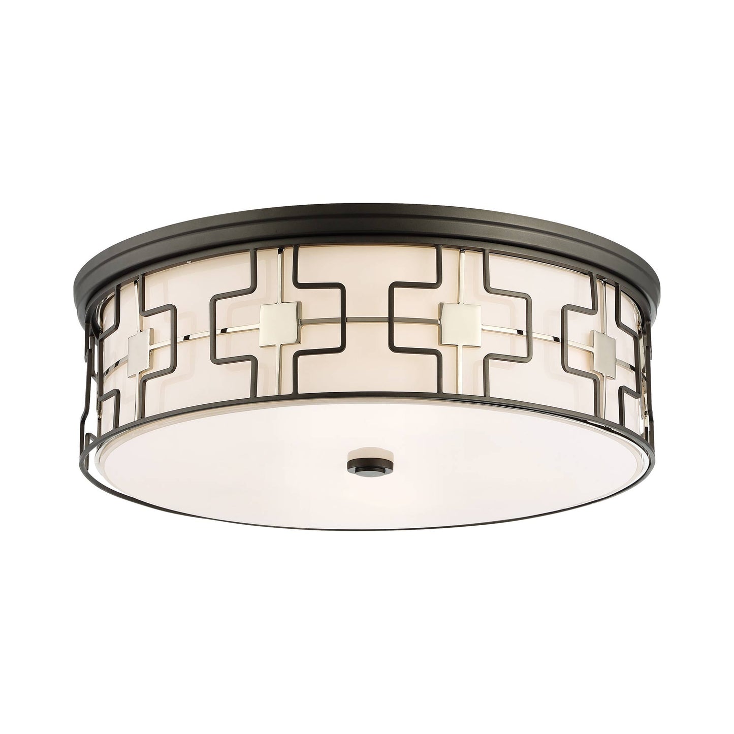 846-L LED Flush Mount Ceiling Light in Dark Grey with Polished Nickel (Large).