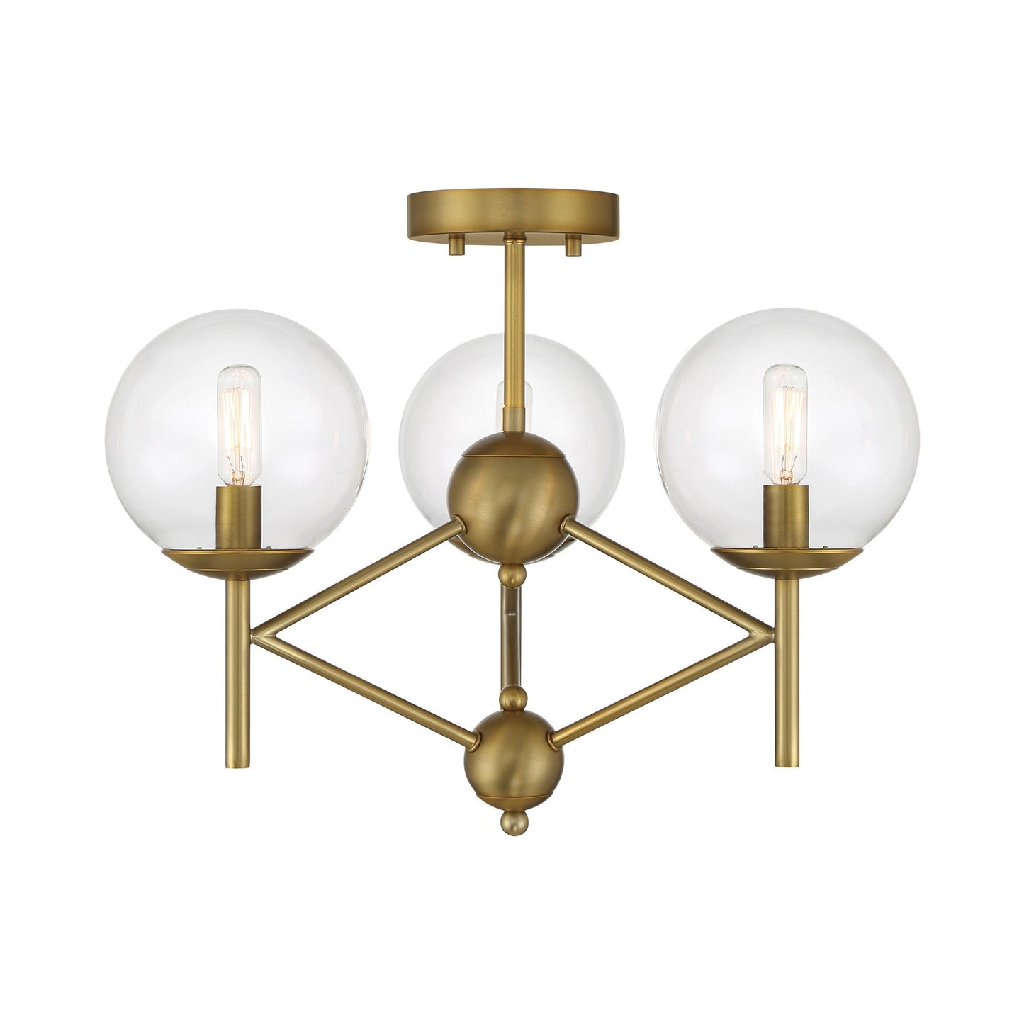 Auresa Semi Flush Mount Ceiling Light in Soft Brass.
