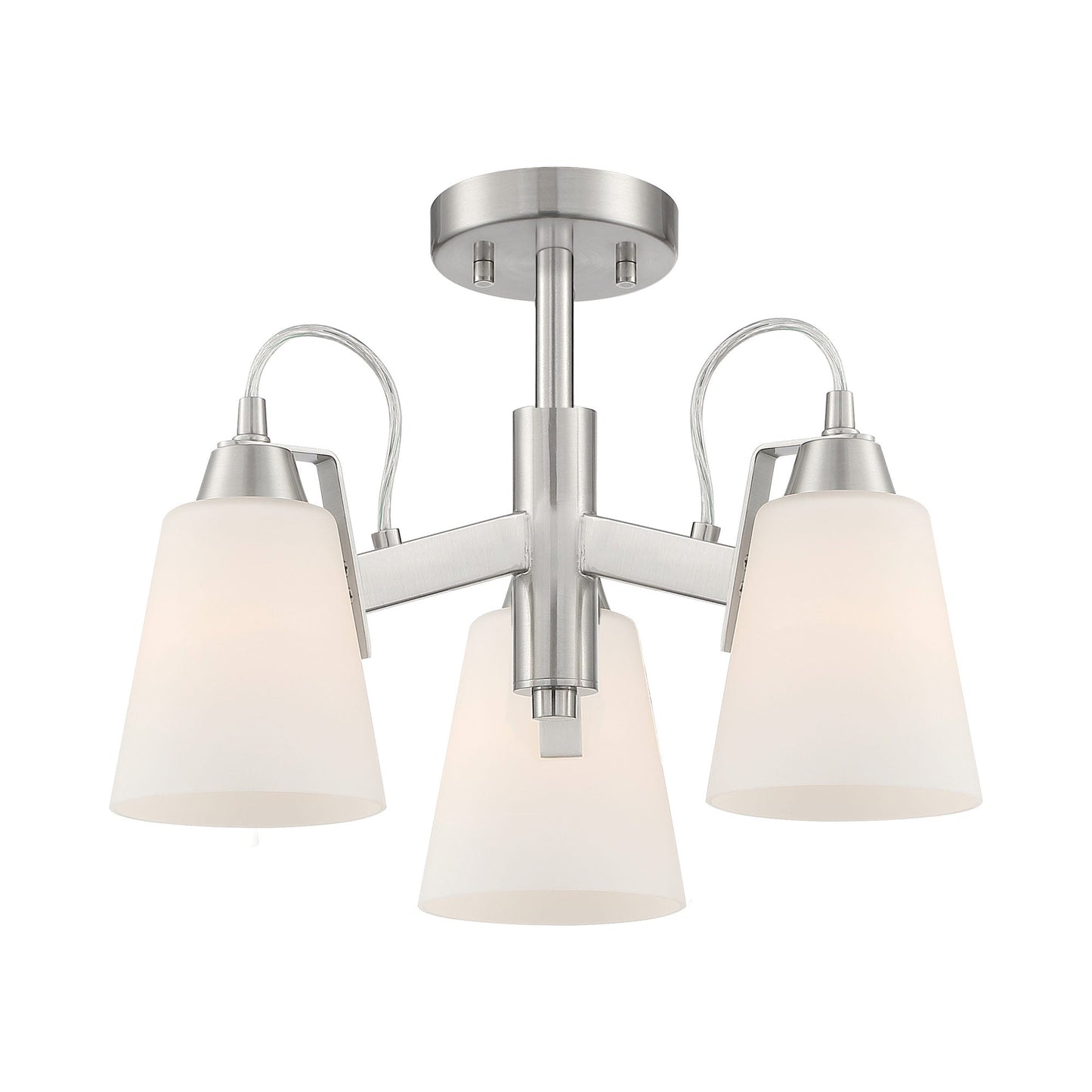 Beckonridge Semi Flush Mount Ceiling Light in Brushed Nickel.