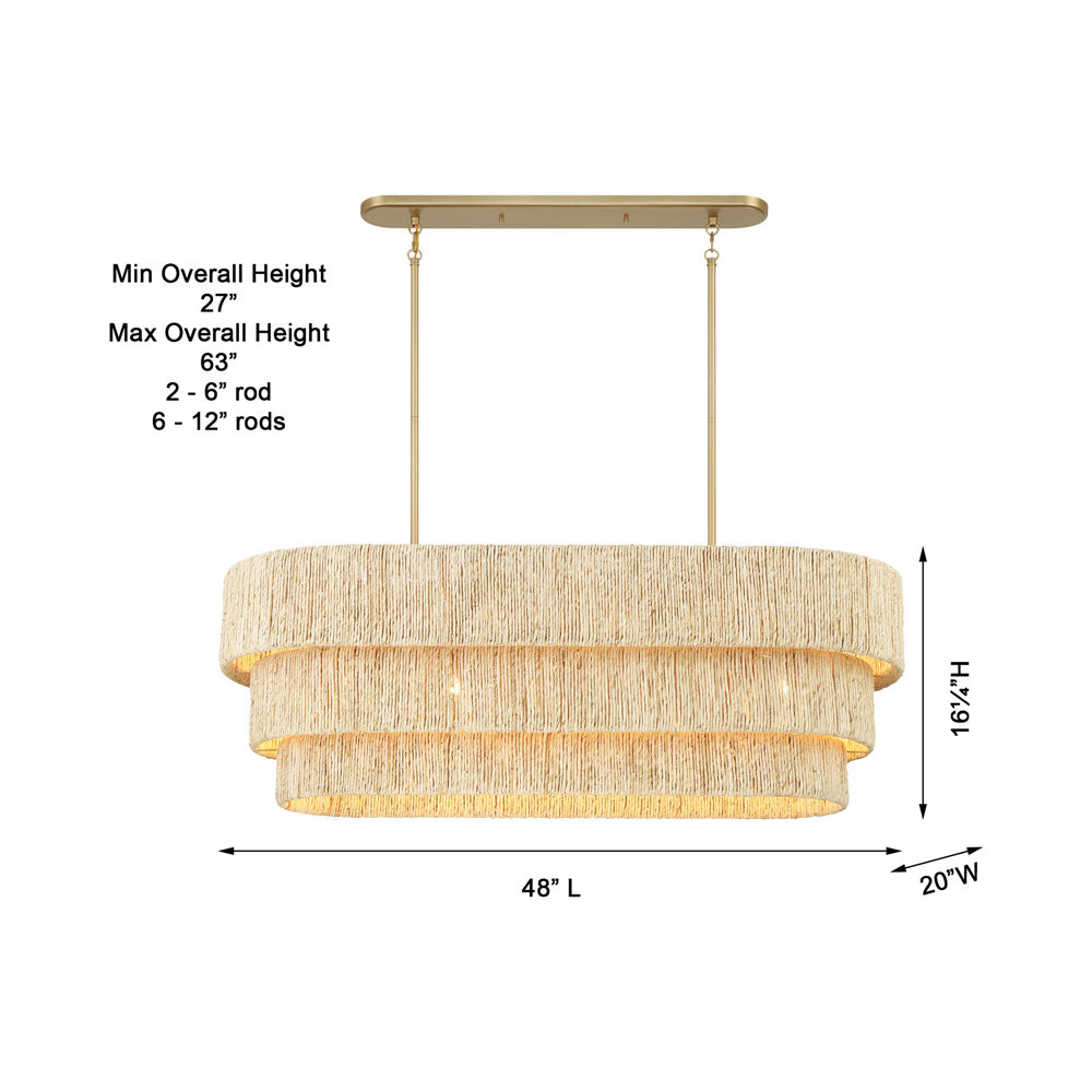 Caviana Linear Pendant Light - line drawing.