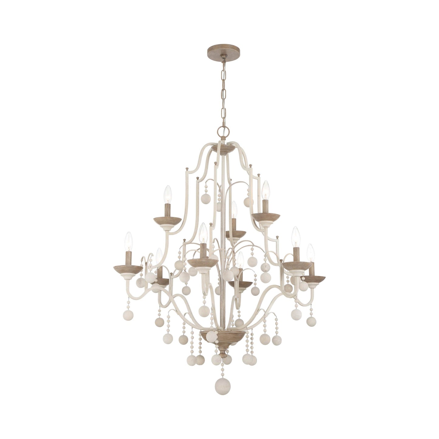 Colonial Charm Chandelier in White Wash (9-Light).