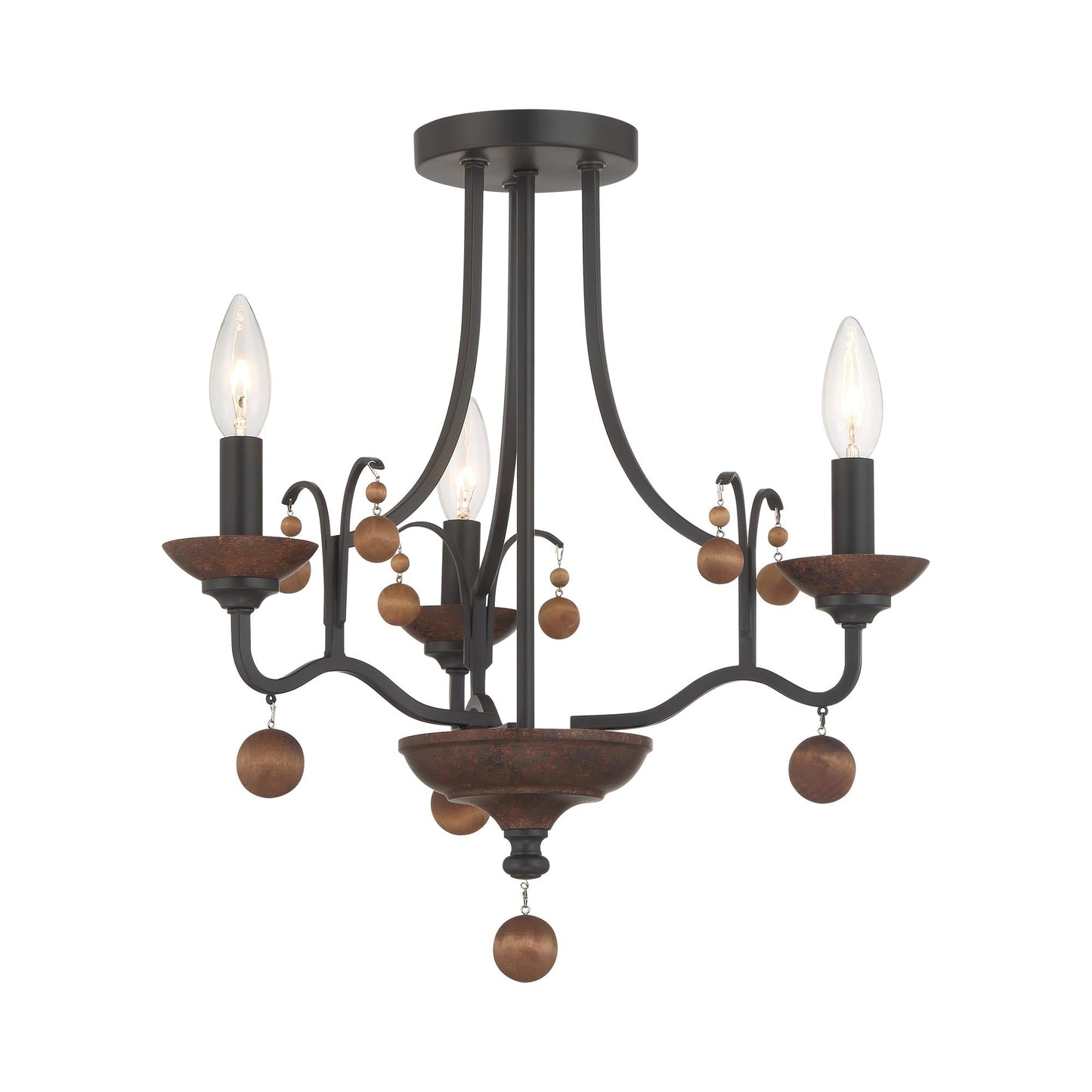 Colonial Charm Semi Flush Mount Ceiling Light in Old World Bronze.