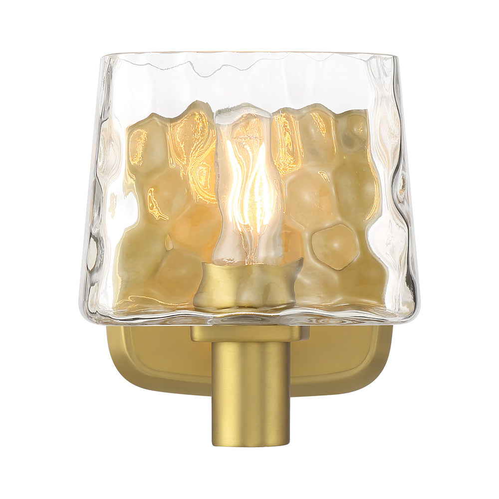 Drysdale Bath Wall Light in Soft Brass.