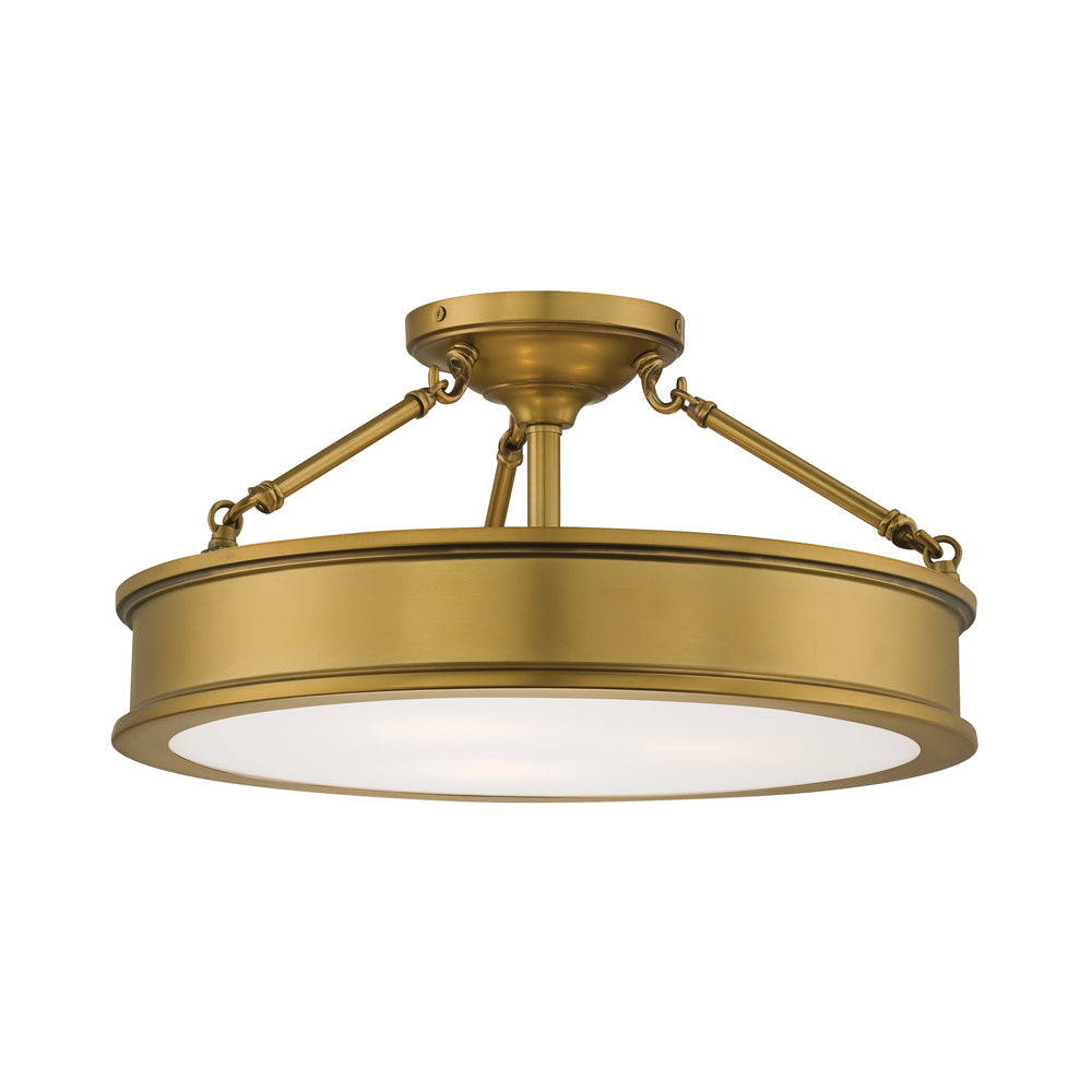Harbour Point 3-Light Semi Flush Mount Ceiling Light in Liberty Gold.