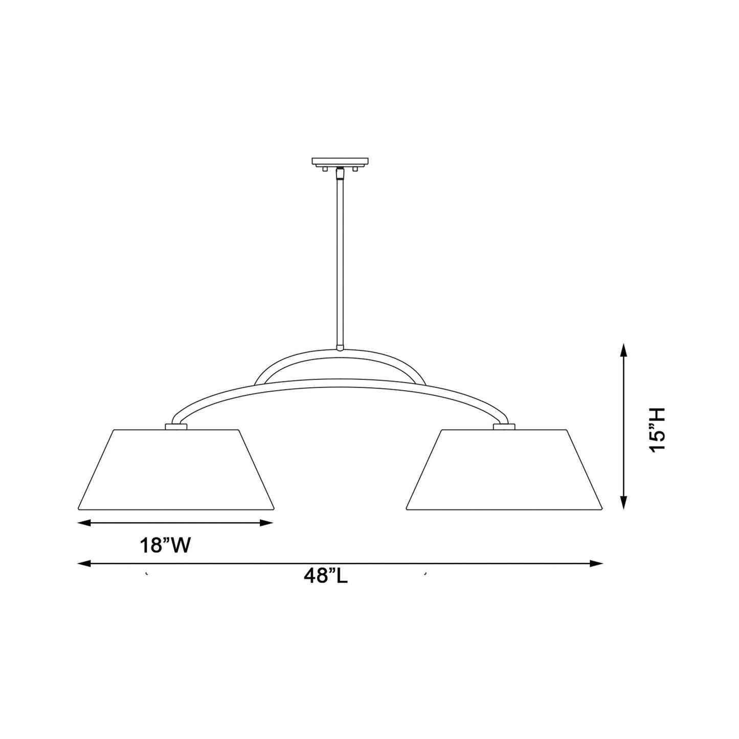 Headington Linear Pendant Light - line drawing.