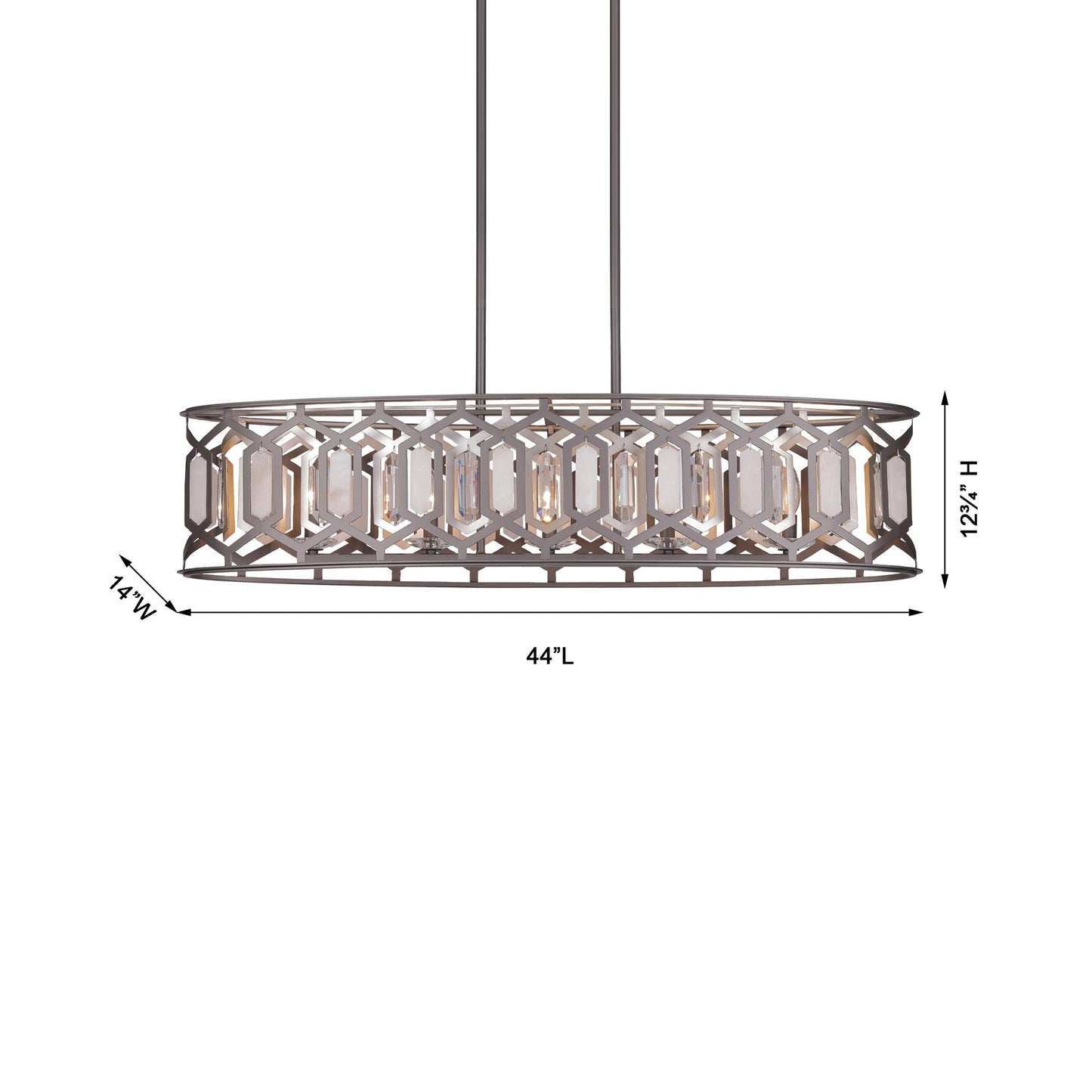 Hexly Linear Pendant Light - line drawing.
