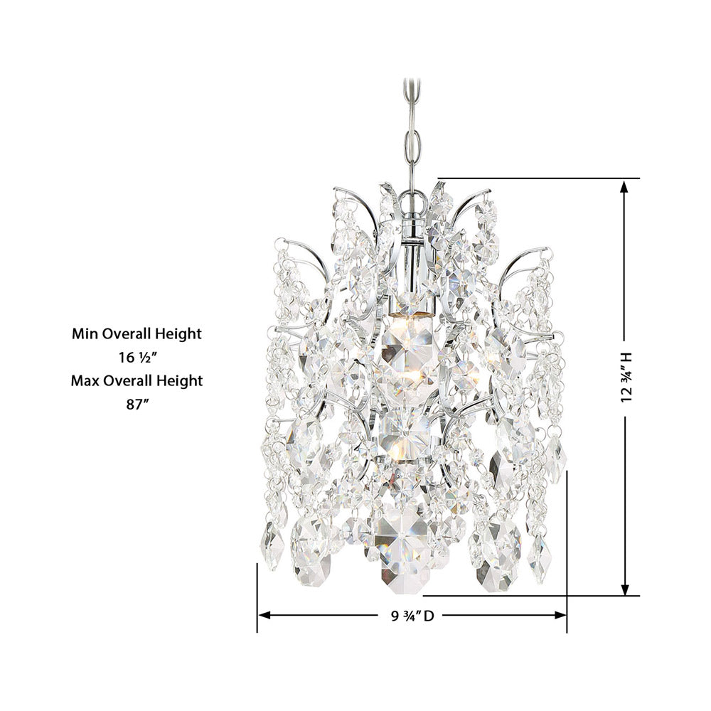 Isabella’s Crown Mini Pendant Light - line drawing.