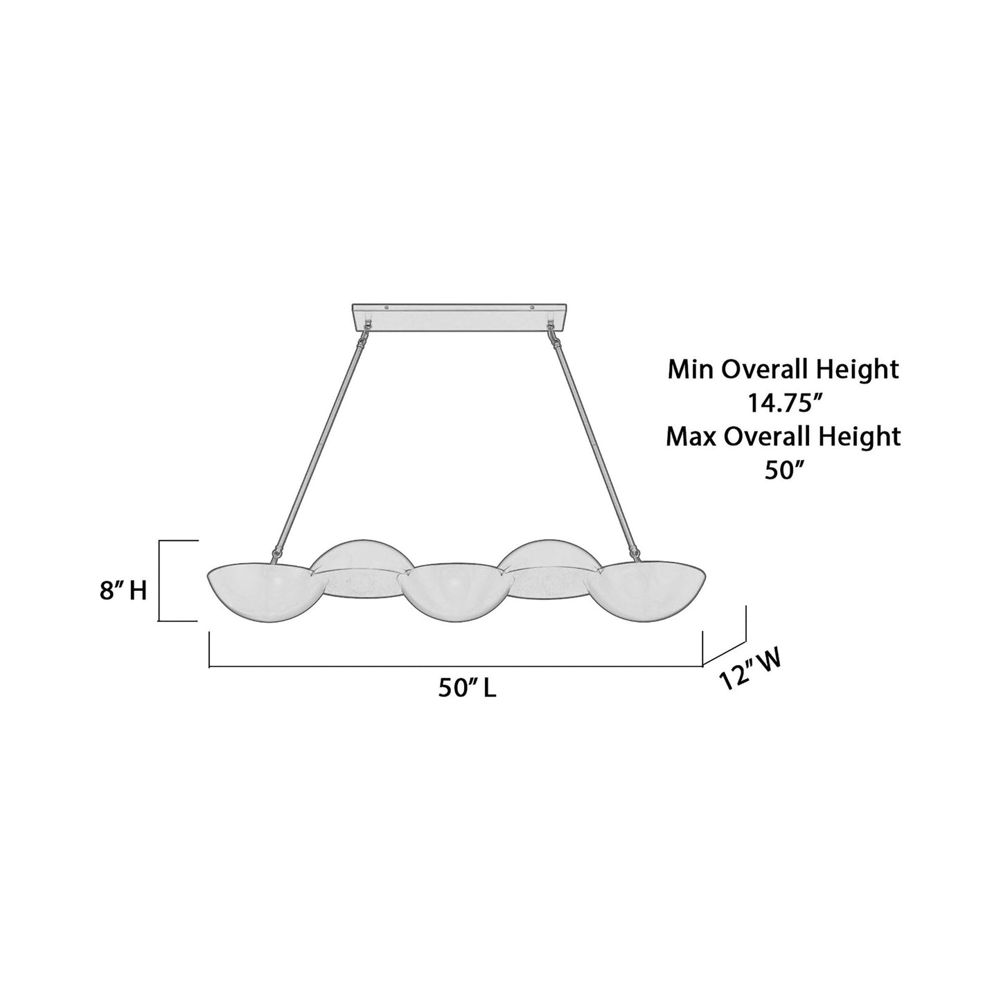 Ivy Lane Linear Pendant Light - line drawing.