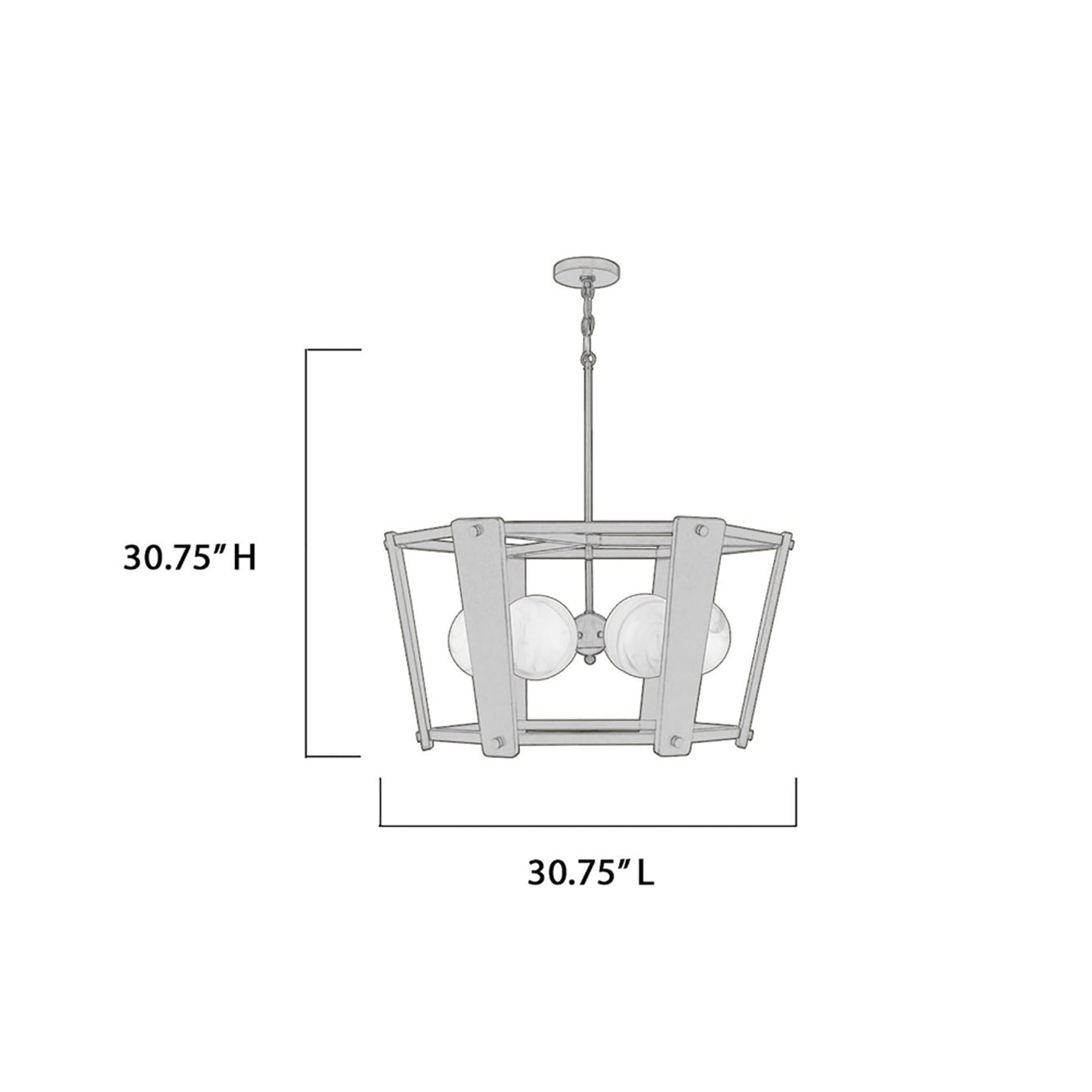 Shimmer Multi Light Pendant Light - line drawing.