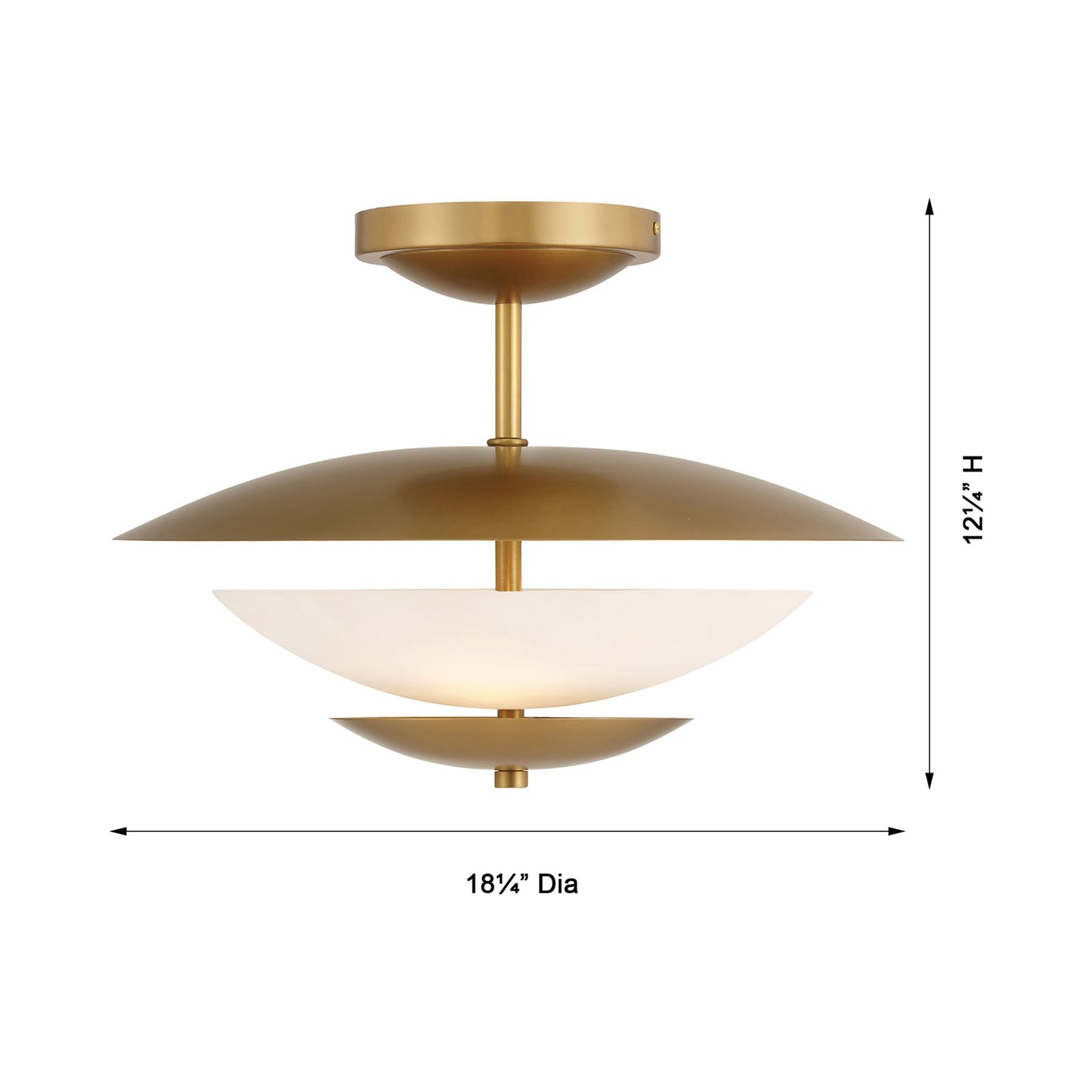 Solara Semi Flush Mount Ceiling Light - line drawing.