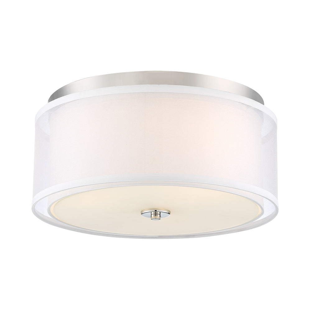 Studio 5 Flush Mount Ceiling Light in Polished Nickel.
