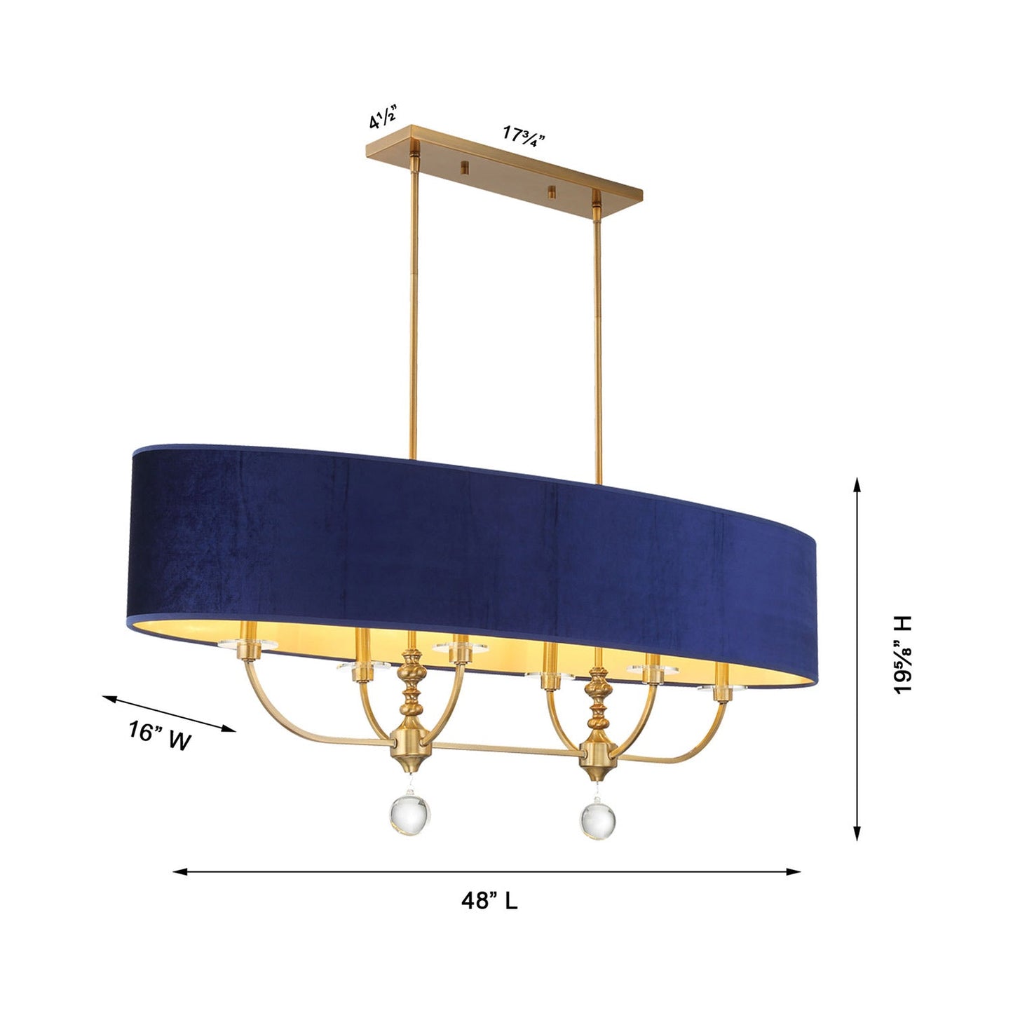 Van Noord Linear Pendant Light - line drawing.