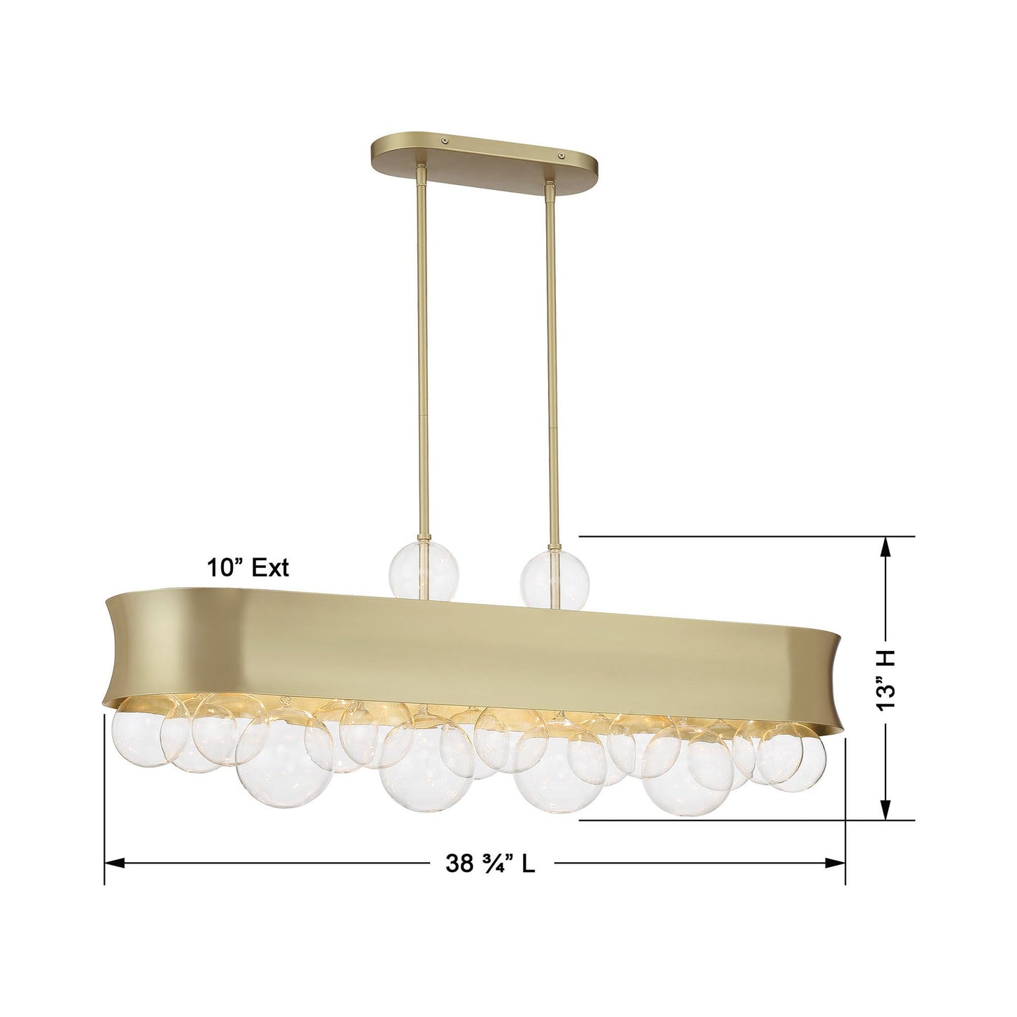 Verdi Linear Pendant Light - line drawing.