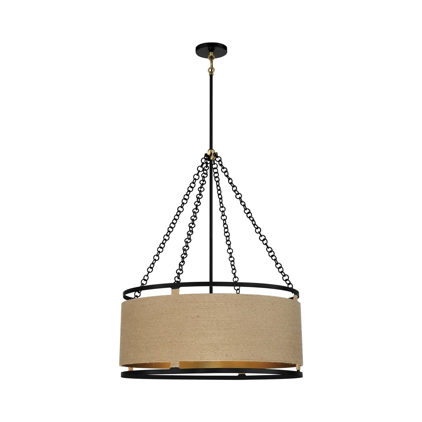 Windward Passage Pendant Light in Coal and Soft Brass (6-Light).