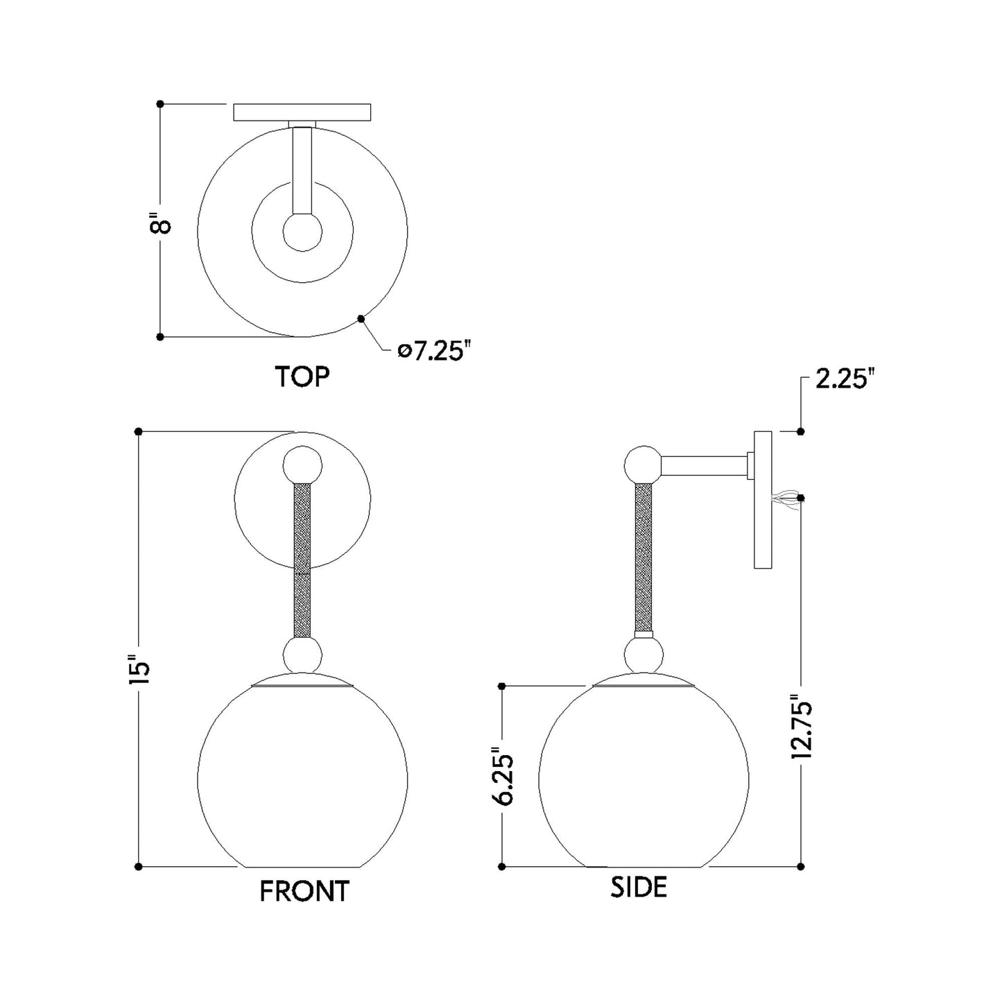 Abbie Wall Light - line drawing.