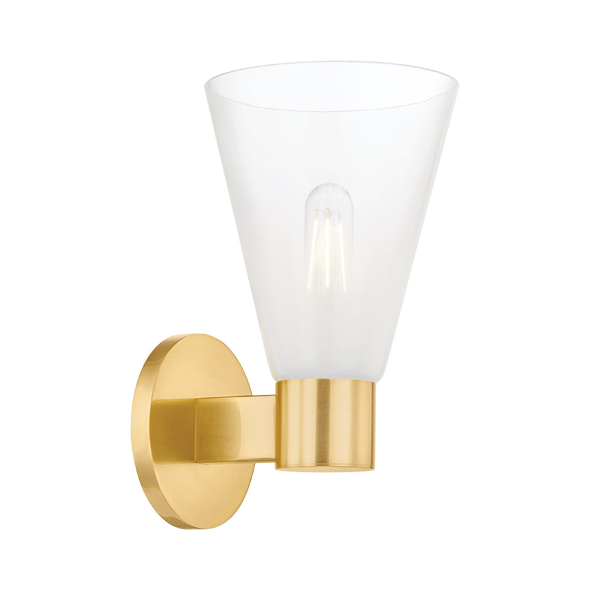 Alma Single Wall Light in Aged Brass.