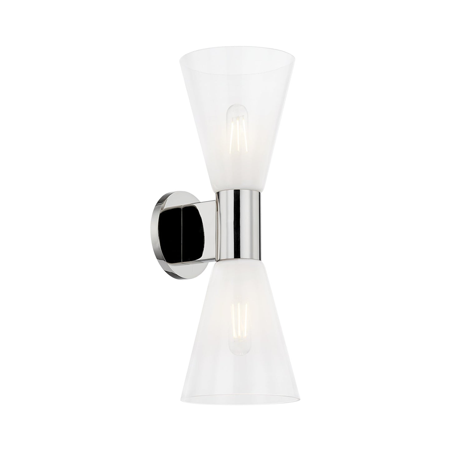 Alma Wall Light in Polished Nickel.